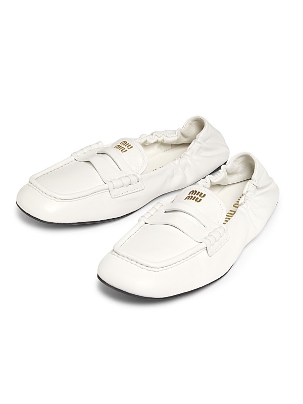 Shop Miu Miu Square Toe Leather Loafers | Saks Fifth Avenue Shop Miu Miu Square Toe Leather Loafers | Saks Fifth Avenue