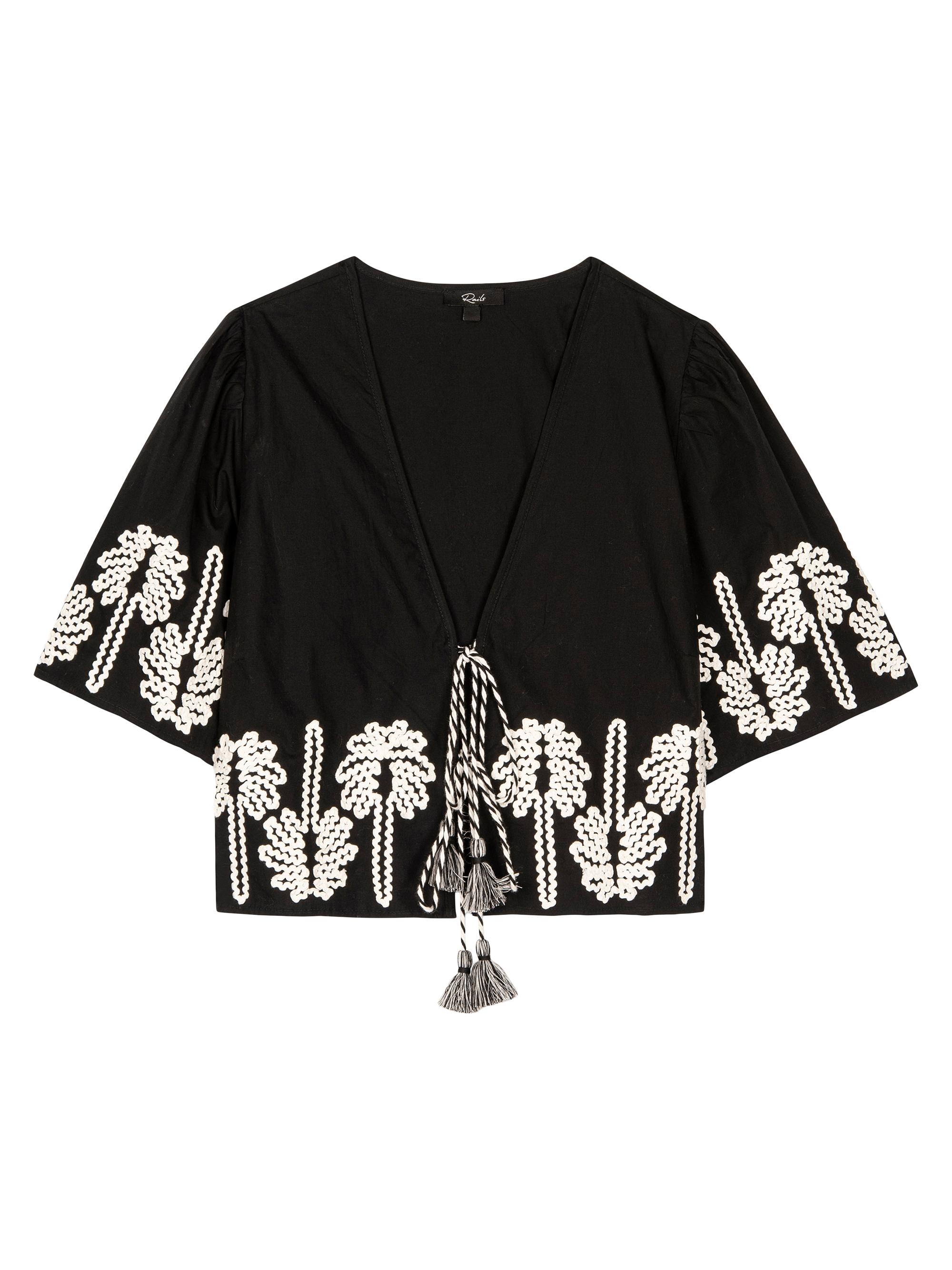 Rails Women's Pari Embroidered Cotton Crop Shirt - Black