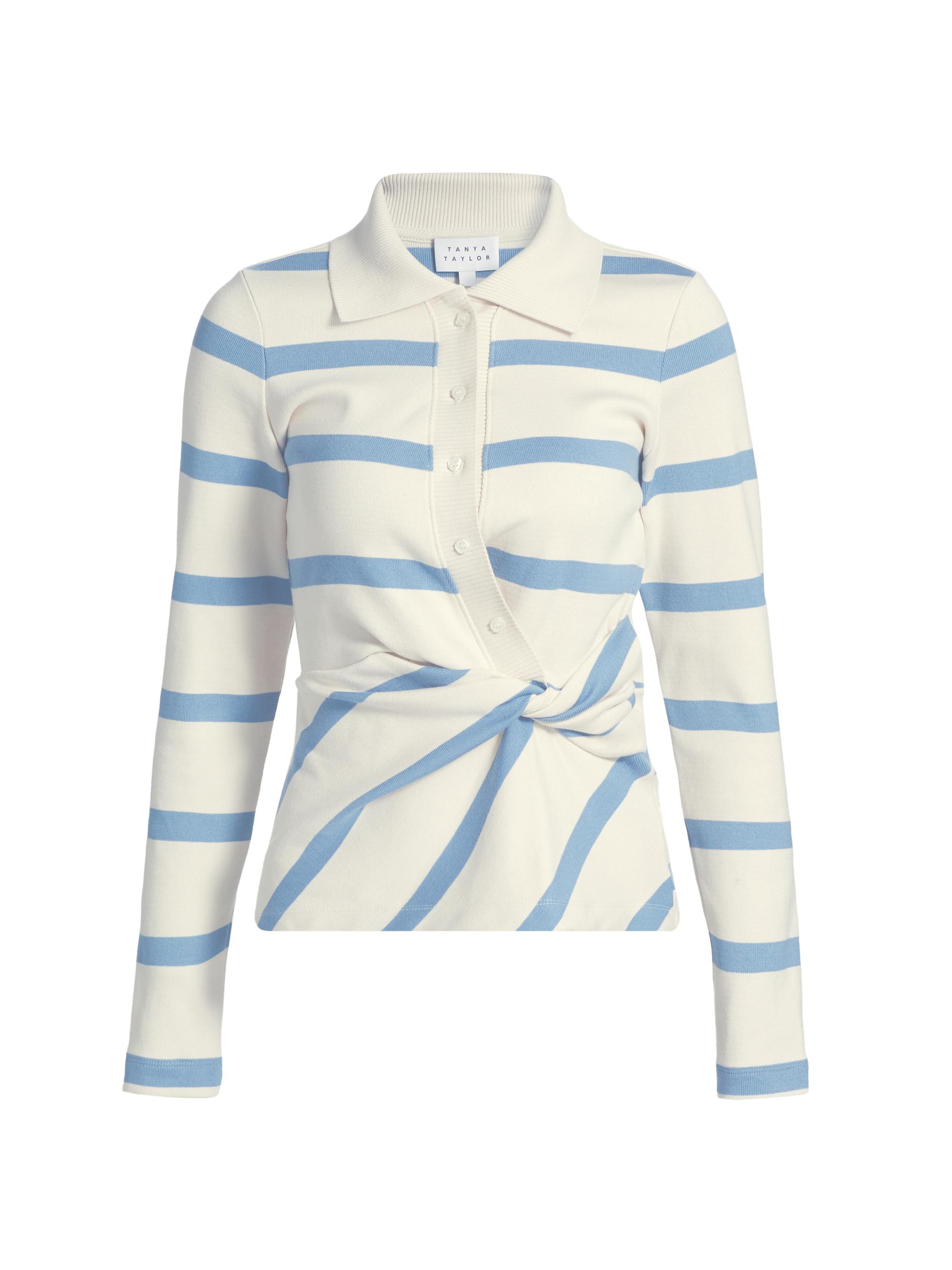 Tanya Taylor Women's Ellicot Striped Stretch-Cotton Top - Cream Blue Bird Wide Stripe