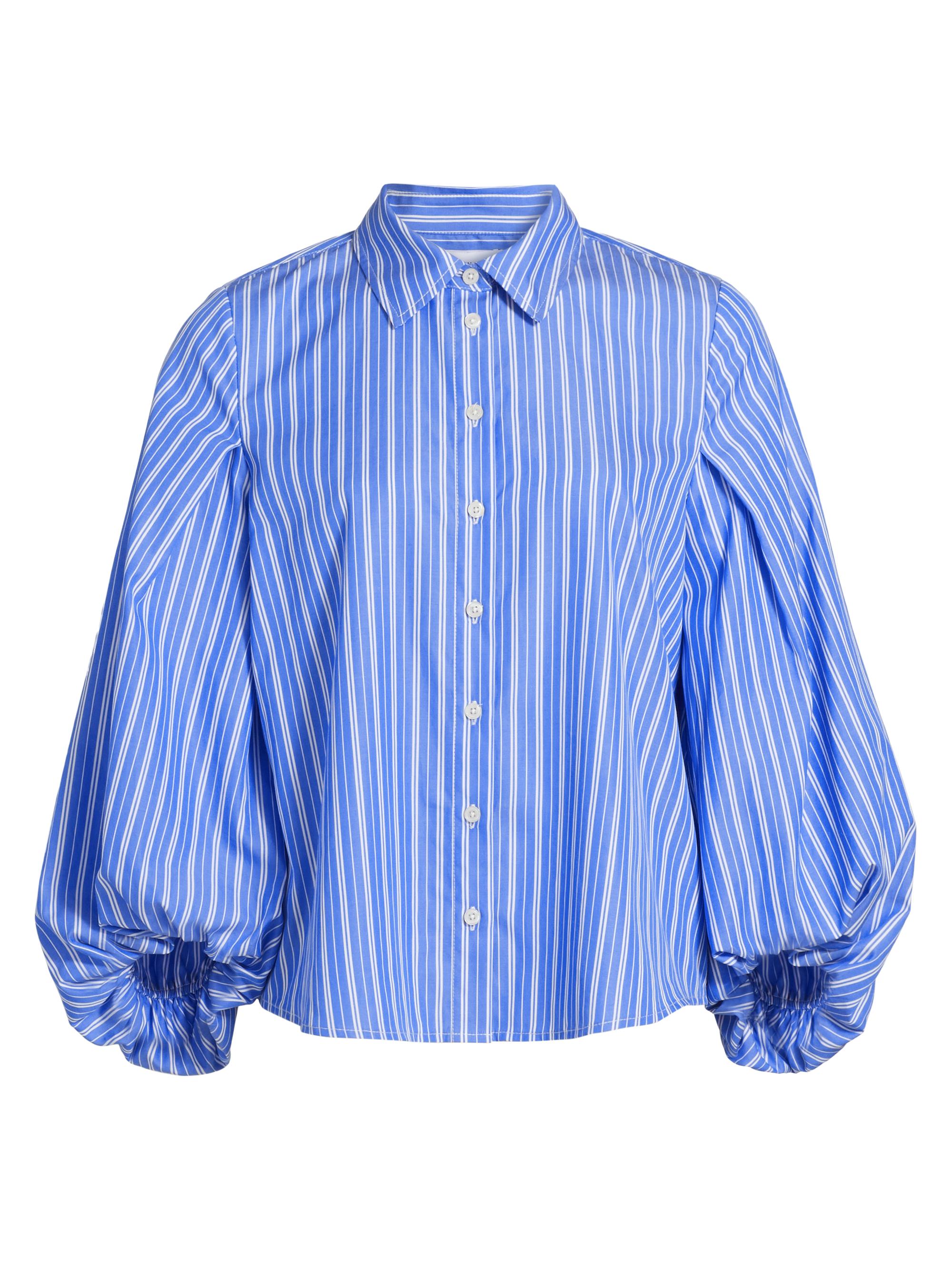 Tanya Taylor Women's Marina Striped Top - Cerulean Blue Cream Multi