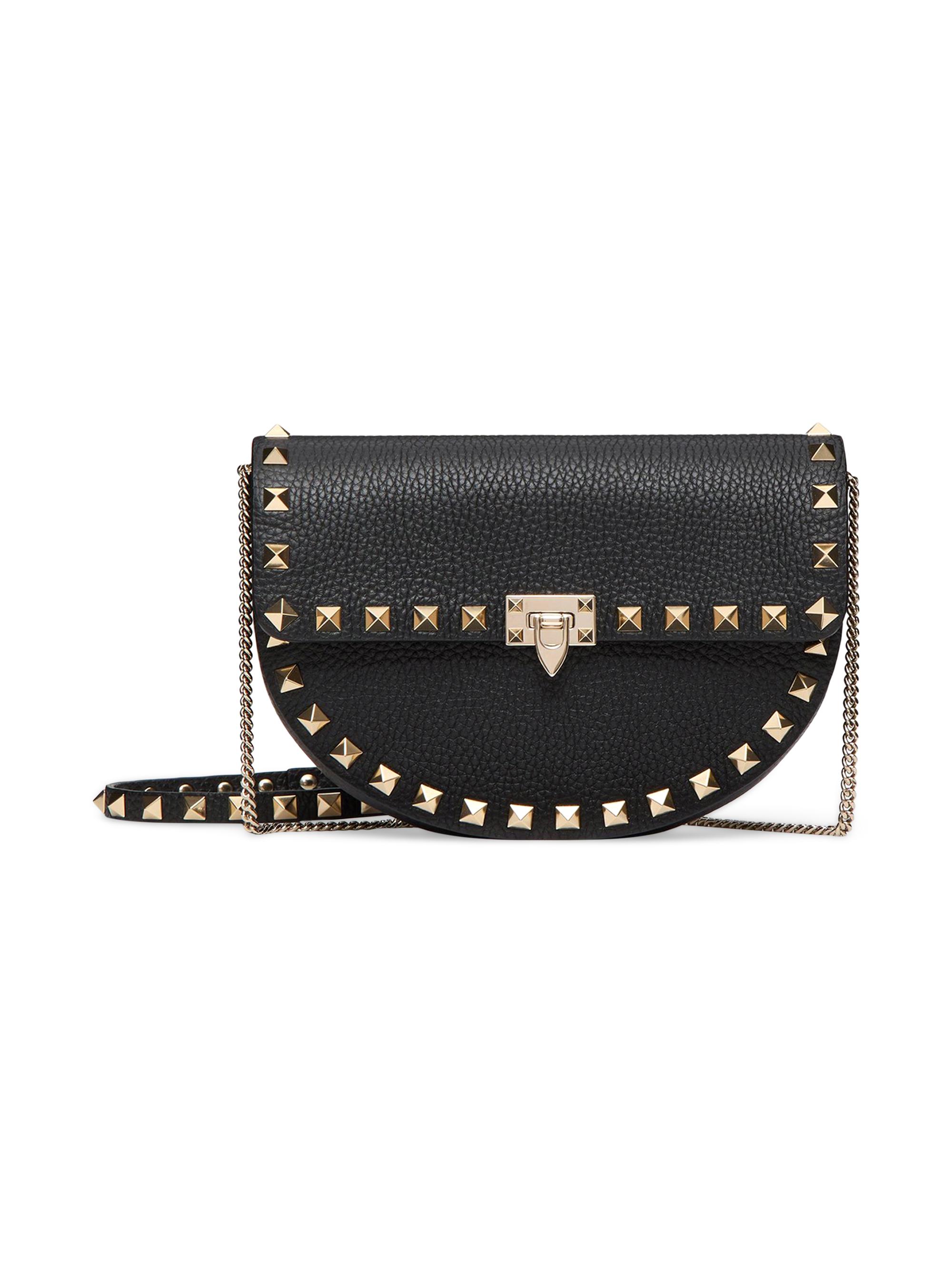 Valentino Garavani Women's Mini Rockstud Crossbody Bag in Grainy Calfskin - Black