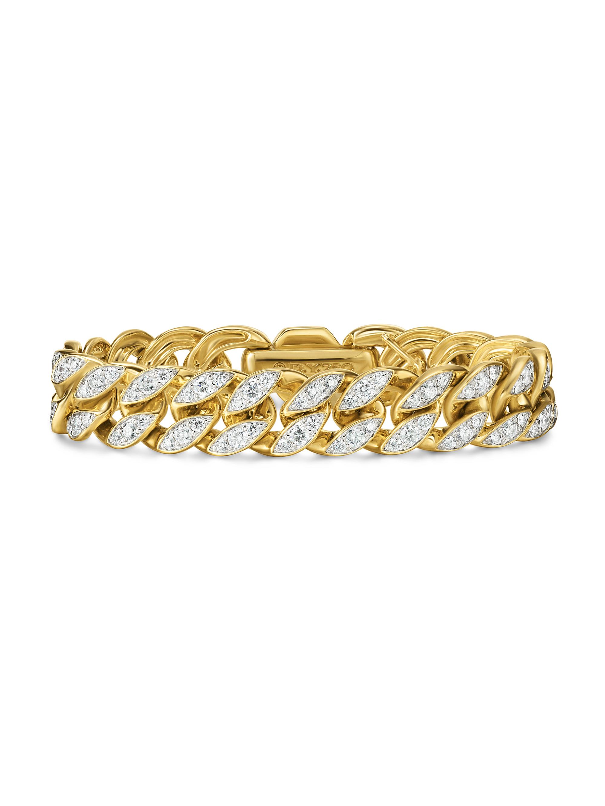 David Yurman Women's Curb Chain Bracelet in 18K Yellow Gold - Diamond