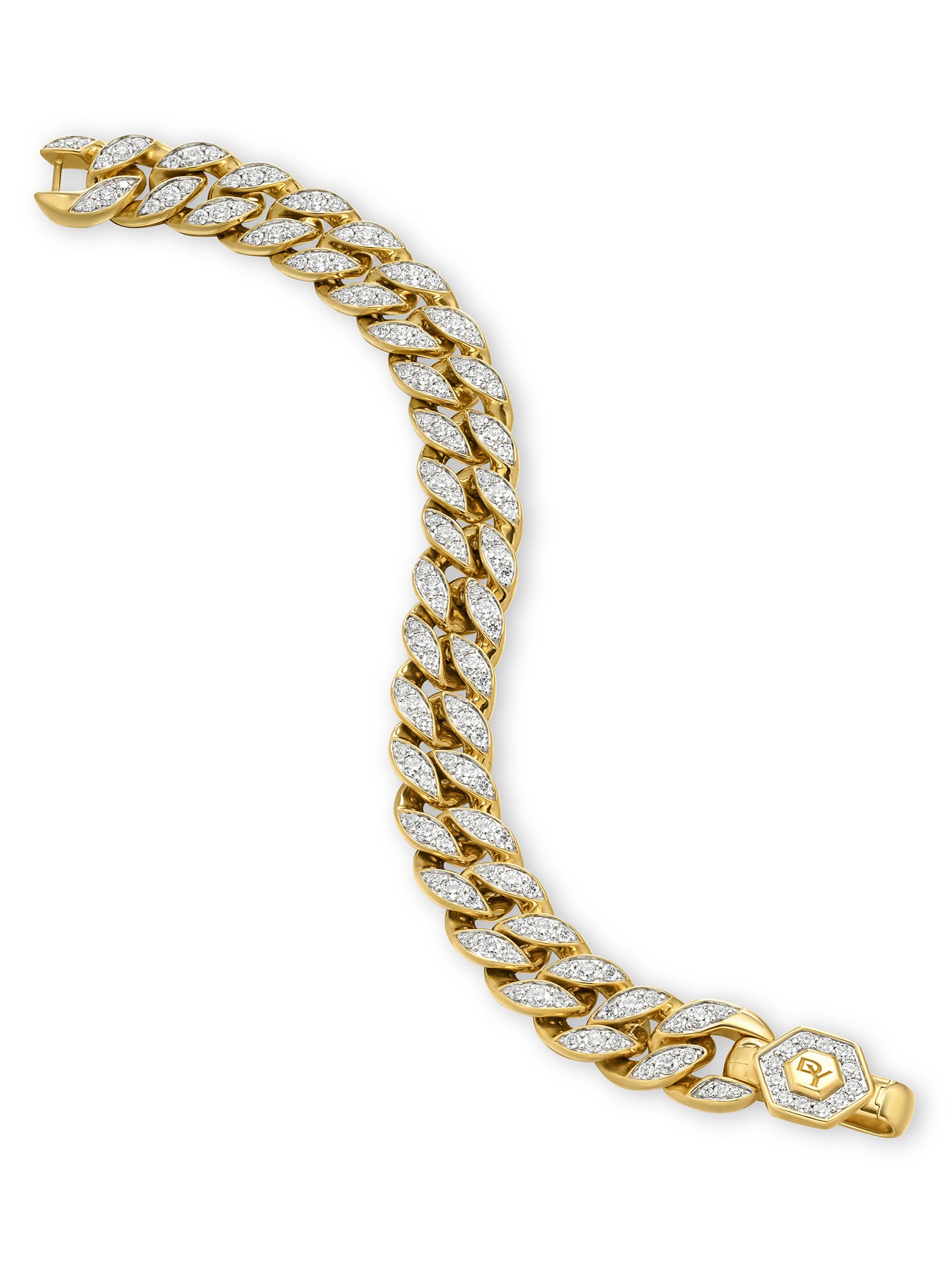 David Yurman Women's Curb Chain Bracelet in 18K Yellow Gold - Diamond | Thumbnail 3