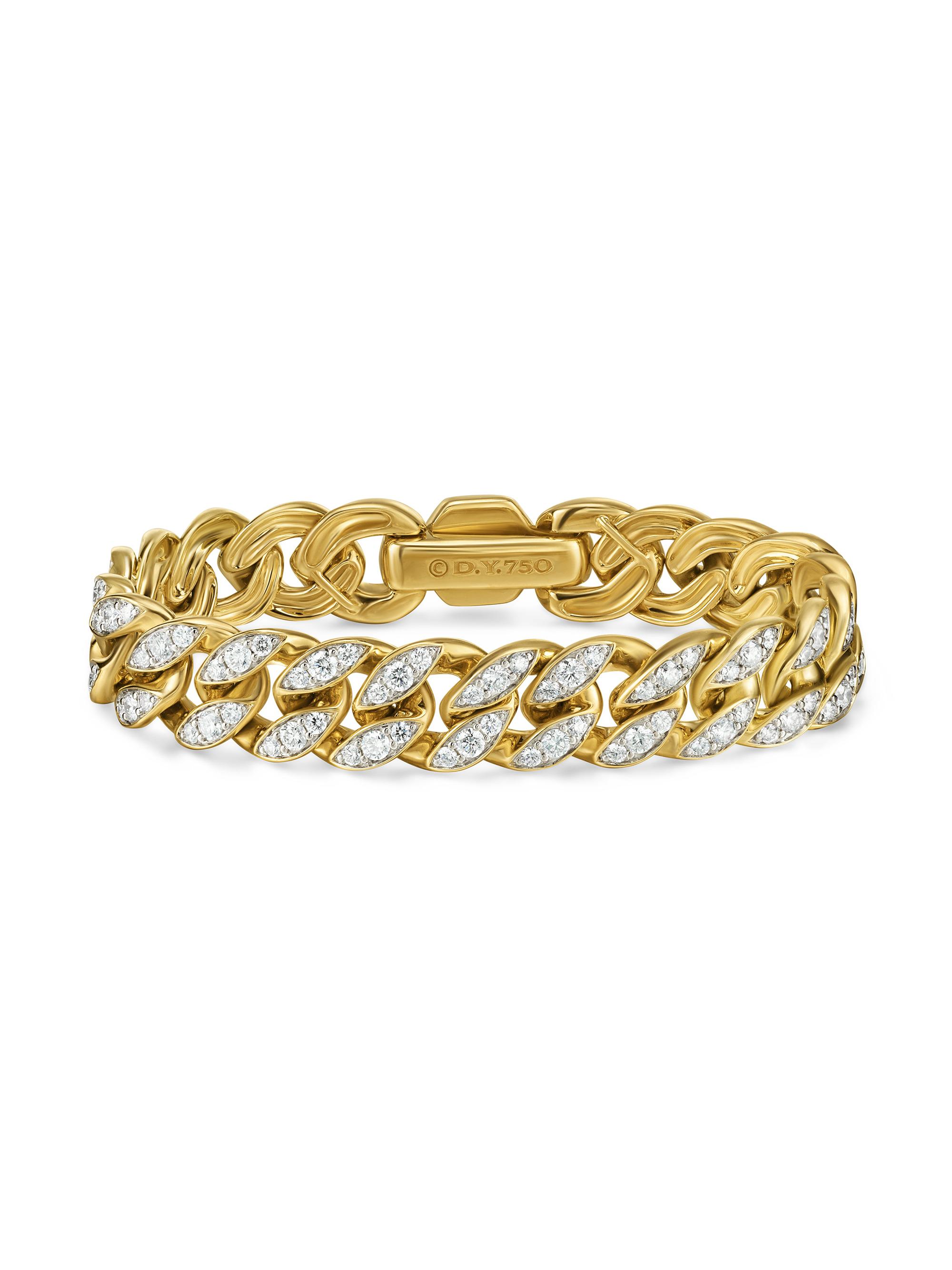 David Yurman Women's Curb Chain Bracelet in 18K Yellow Gold - Diamond | Thumbnail 4