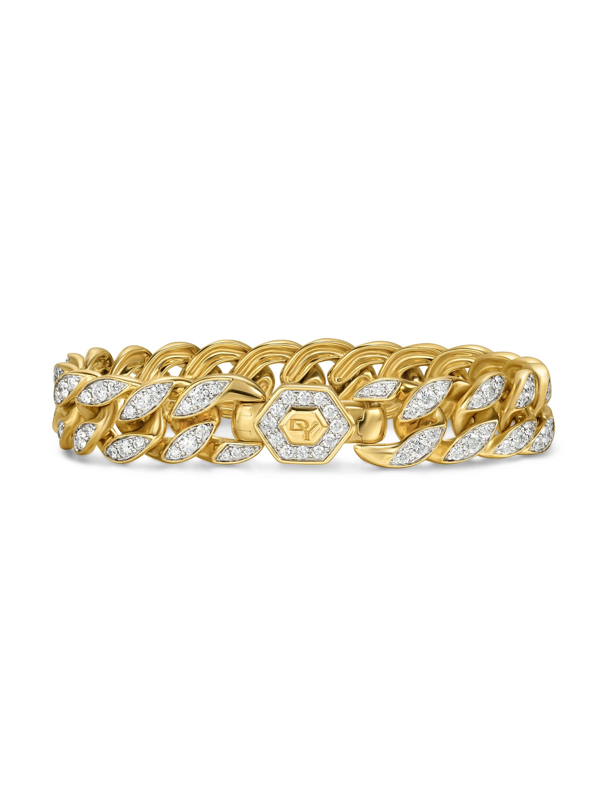 David Yurman Women's Curb Chain Bracelet in 18K Yellow Gold - Diamond | Thumbnail 6