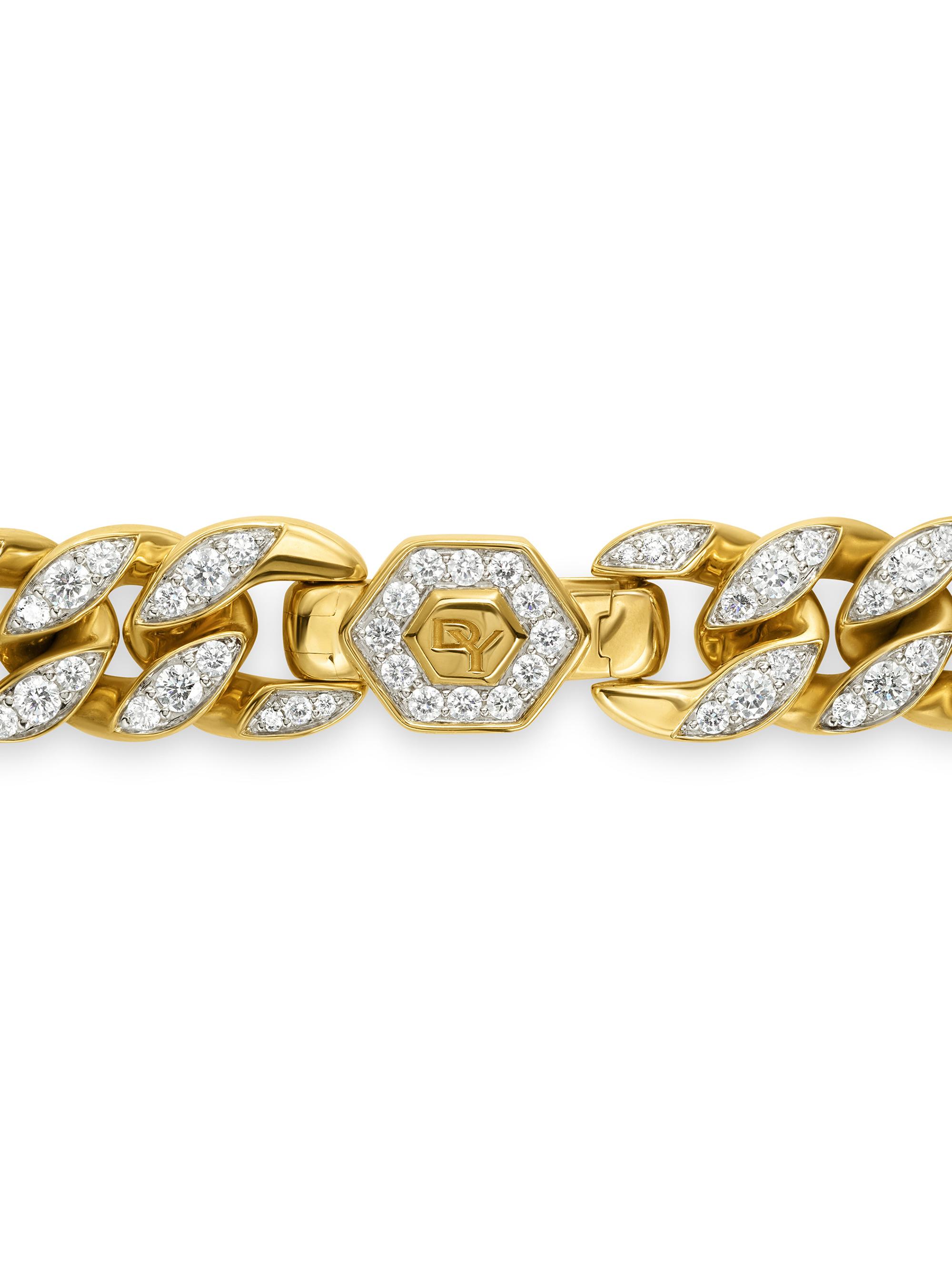 David Yurman Women's Curb Chain Bracelet in 18K Yellow Gold - Diamond | Thumbnail 7