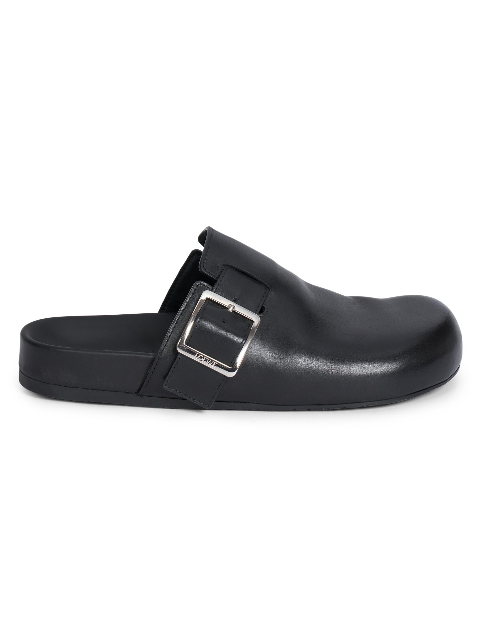 LOEWE Men's Ease Buckle Leather Mules - Black
