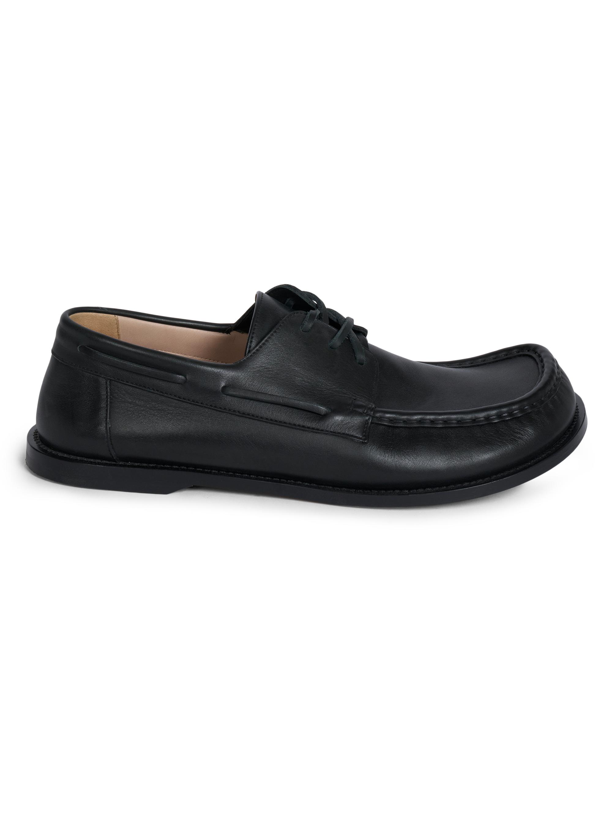 LOEWE Men's Campo Leather Boat Shoes - Black