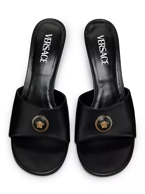 Shop Versace Alia Medusa Head Leather Mules | Saks Fifth Avenue Shop Versace Alia Medusa Head Leather Mules | Saks Fifth Avenue