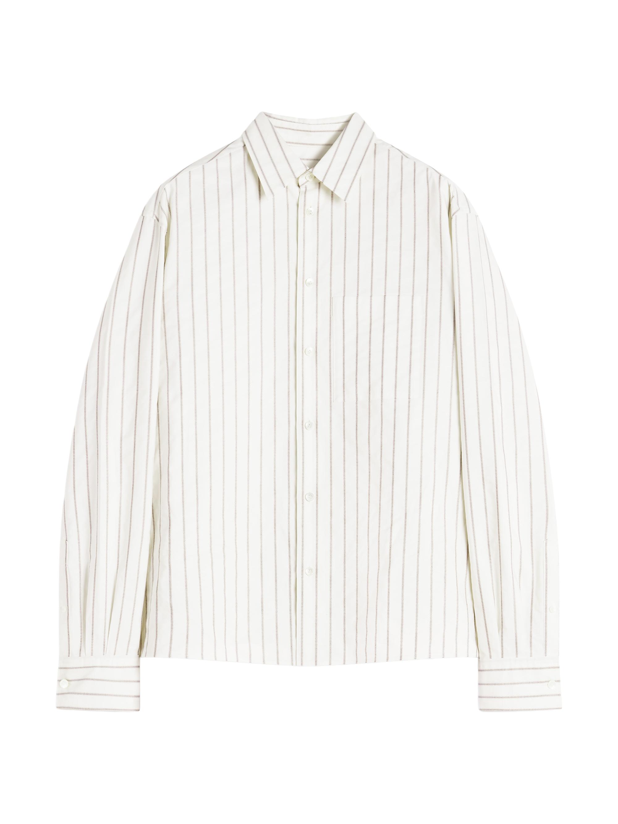 Lanvin Men's Straight Striped Shirt - White Mahogany