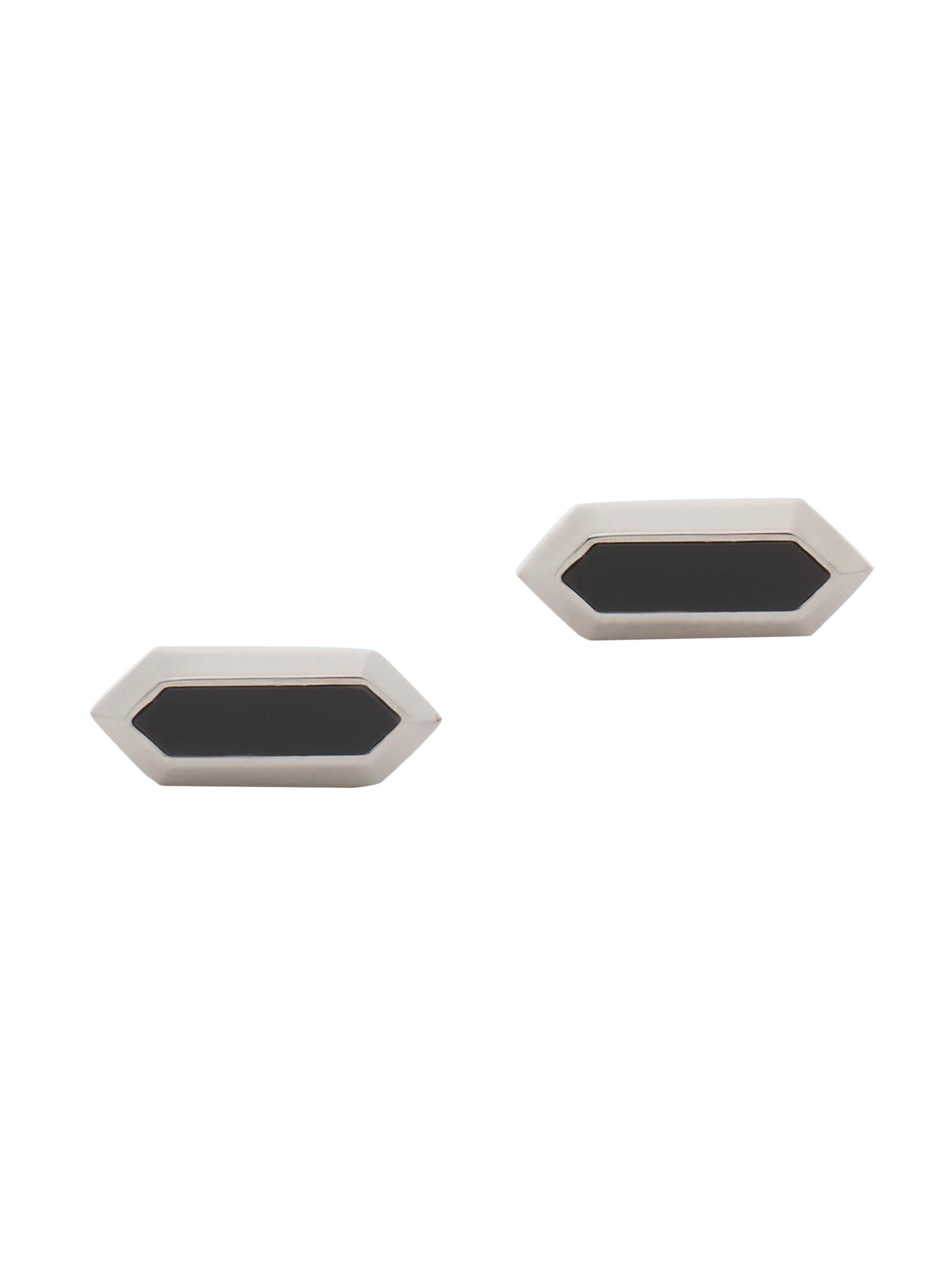 Lanvin Men's  Label Two Tone Cufflinks - Silver Black