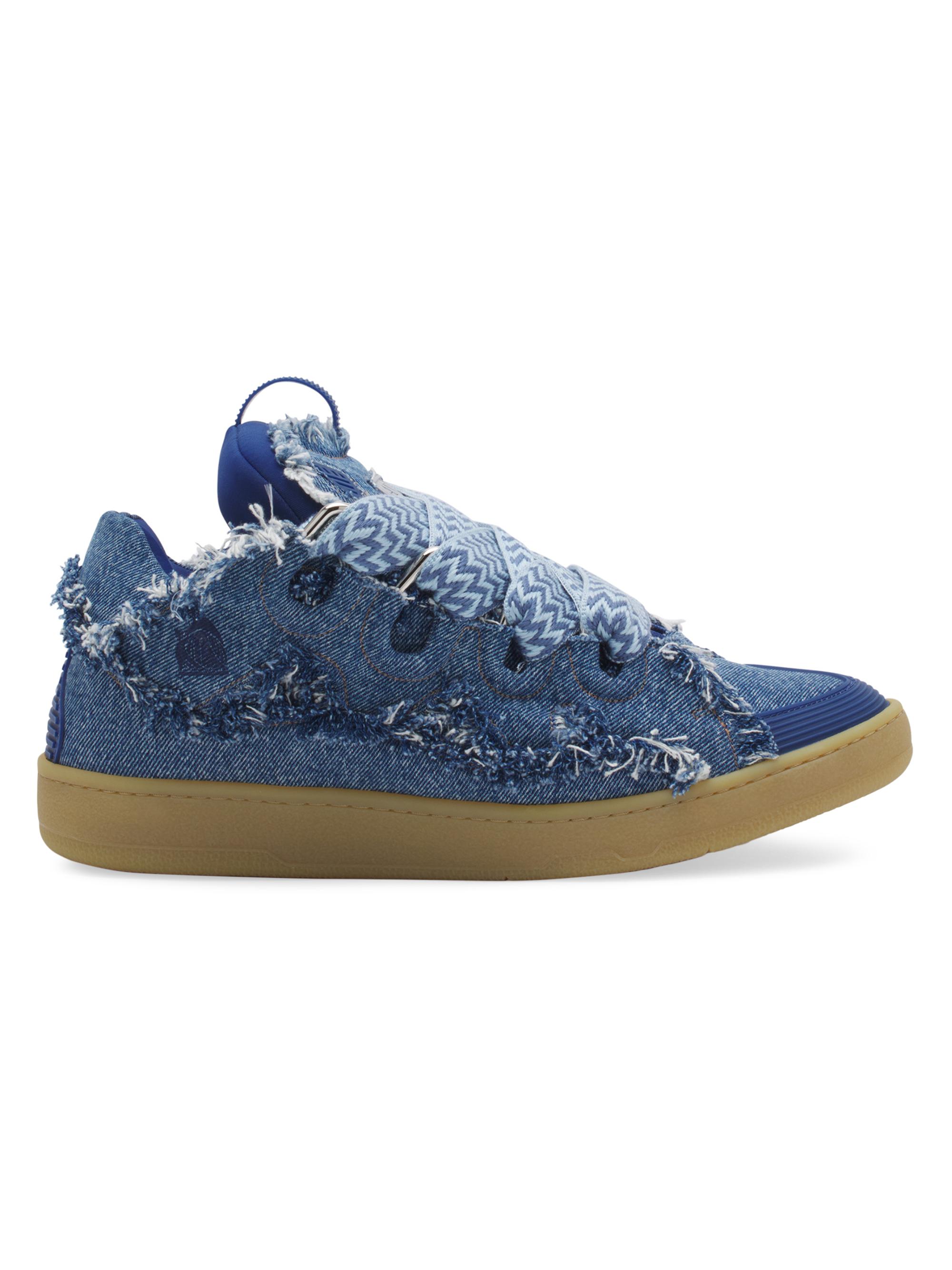 Lanvin Men's Curb Sneakers in Denim - Denim Blue