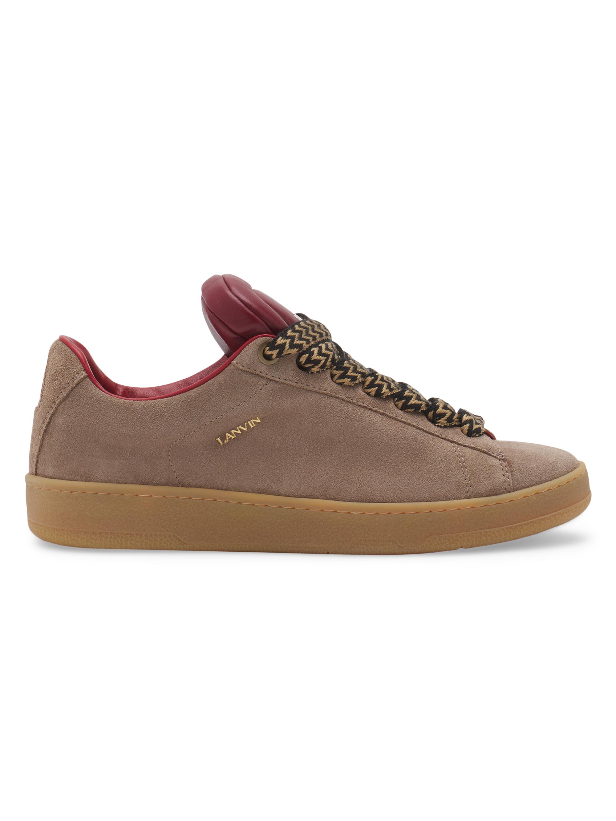 Lanvin Men's  x Future Hyper Curb Sneakers in Leather and Suede - Taupe Red
