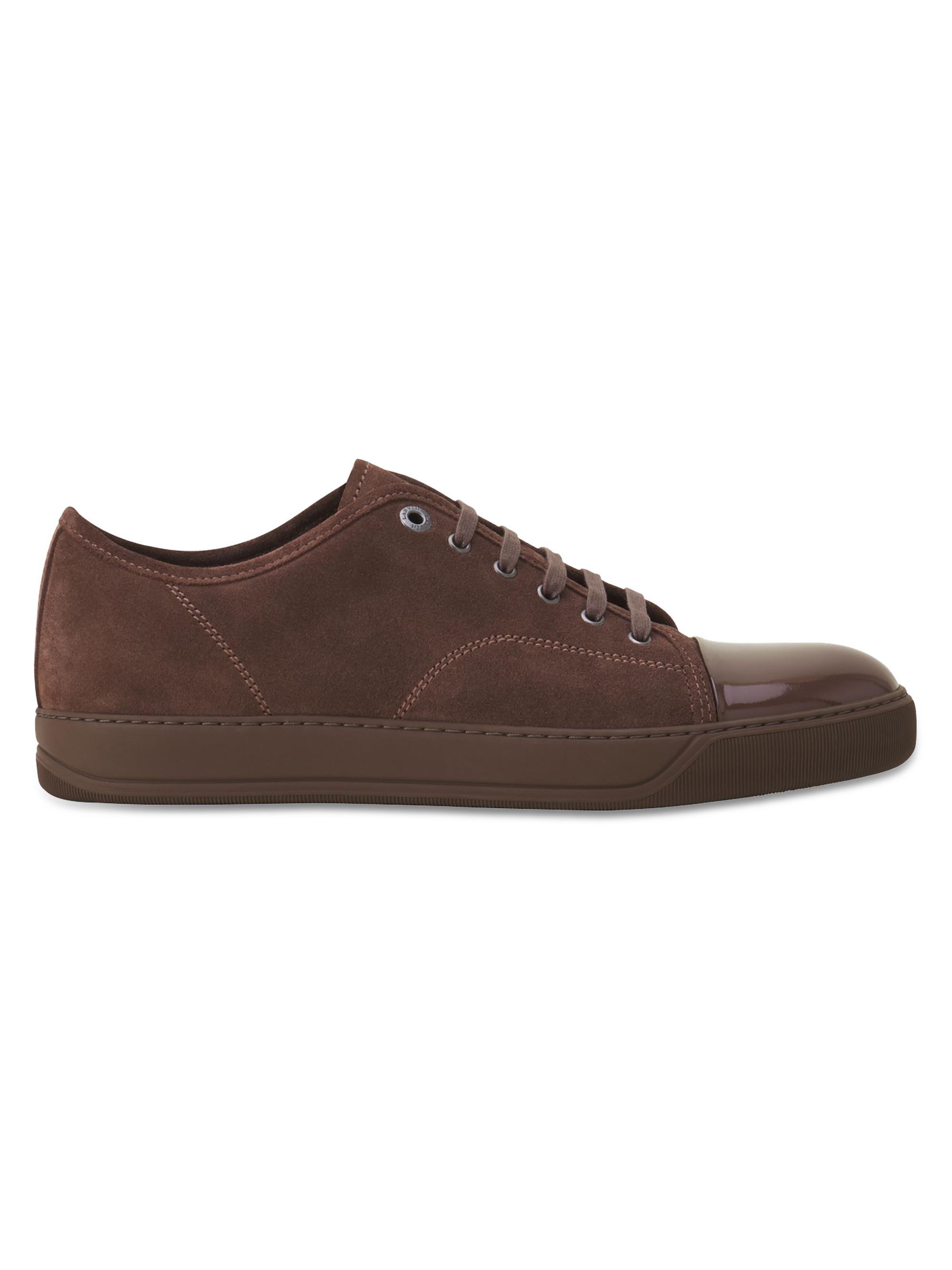 Lanvin Men's DBB1 Suede and Patent Leather Sneakers - Dark Mocha
