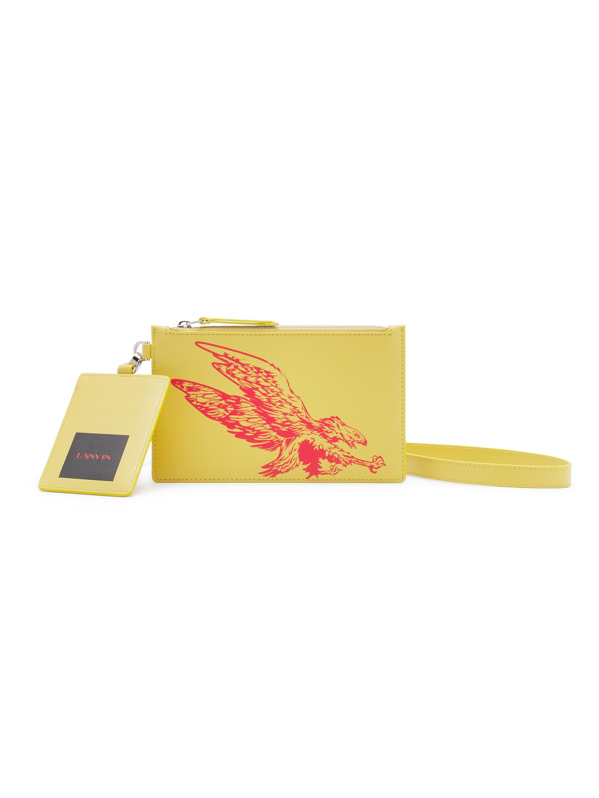 Lanvin Men's  x Future Leather Double Clutch with Eagle Print - Corn Bright Orange