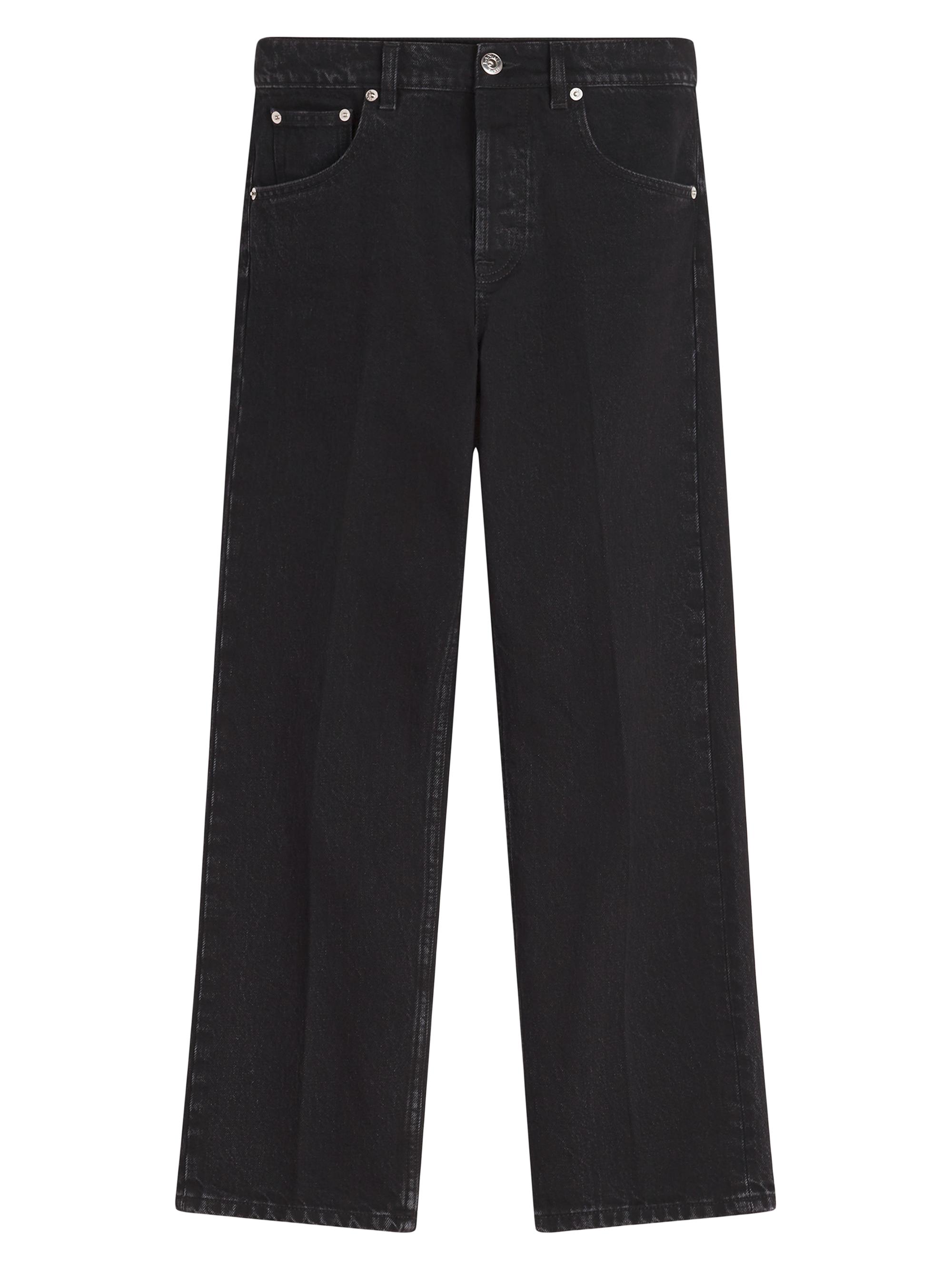 Lanvin Men's Straight Leather Patch Jeans in Denim - Black