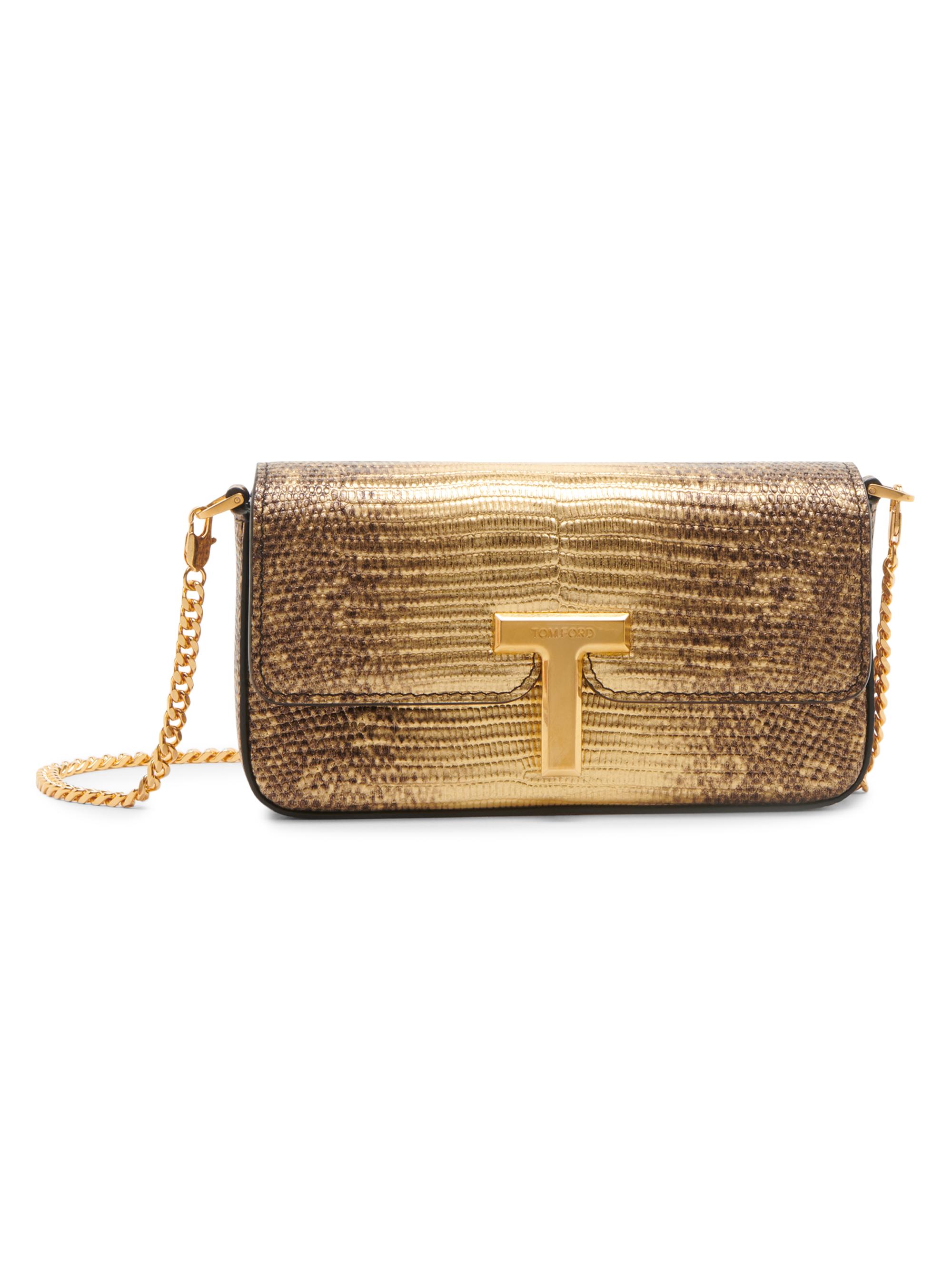 TOM FORD Women's Wallis Mini Snake-Embossed Leather Shoulder Bag - Antique Gold