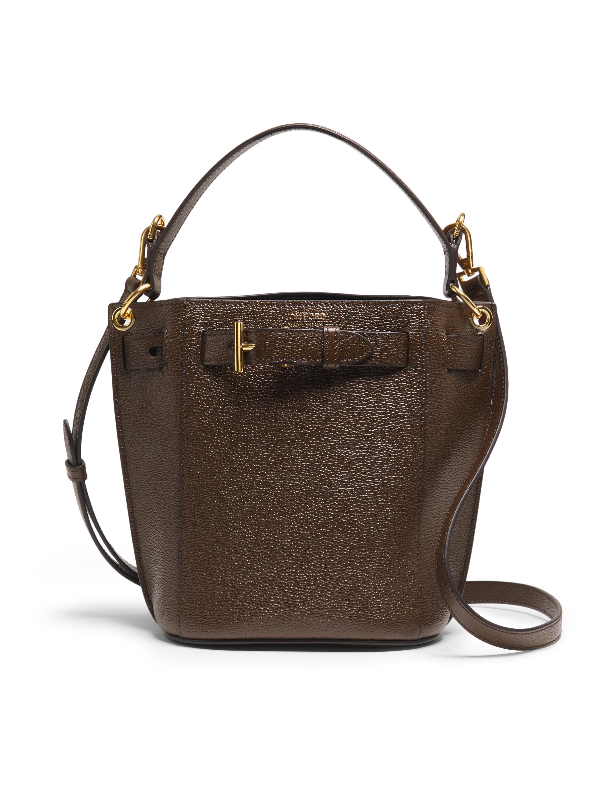 TOM FORD Women's Mini Leather Bucket Bag - Dark Khaki