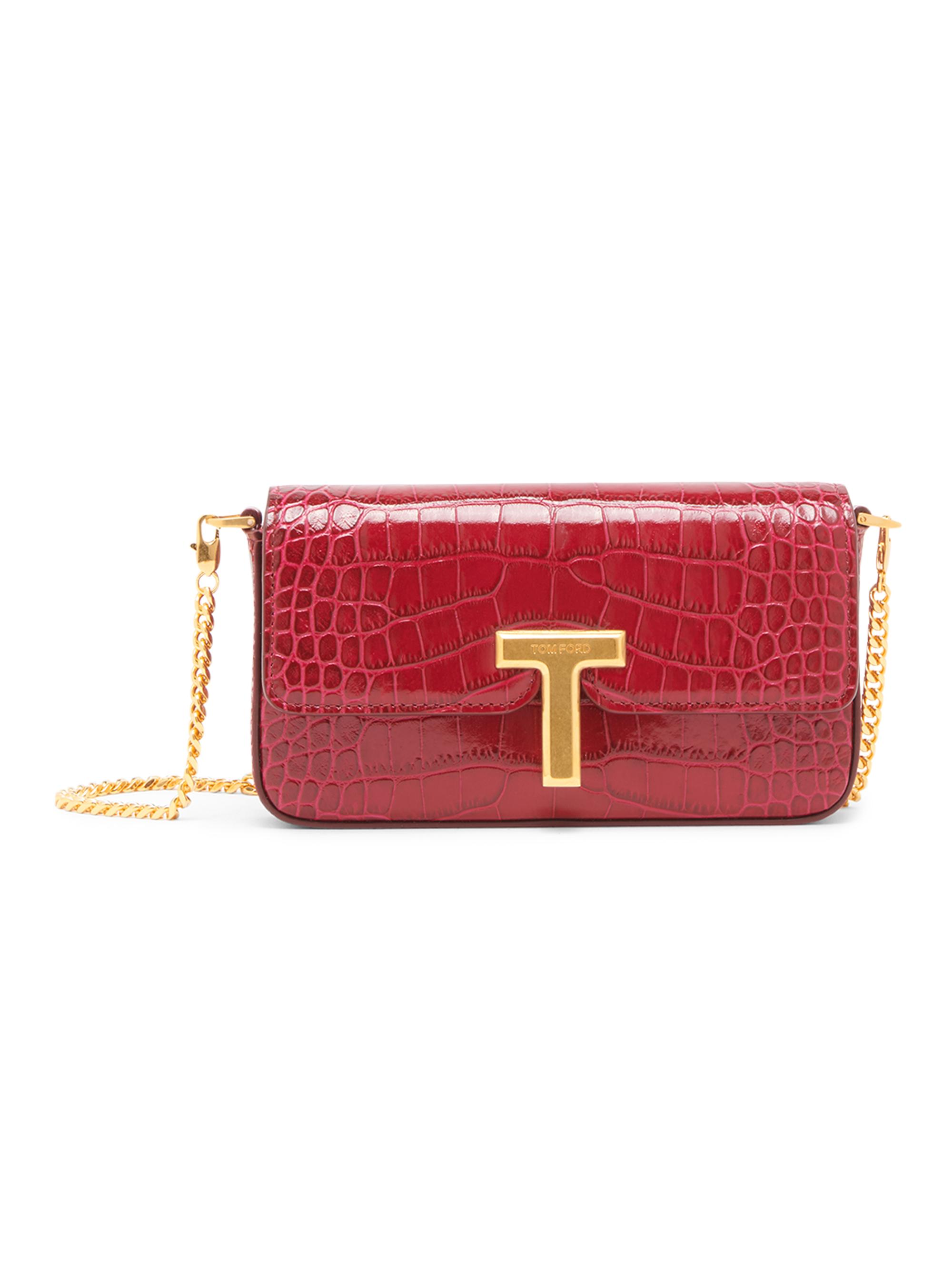 TOM FORD Women's Wallis  Crocodile-Embossed Shoulder Bag - Raspberry