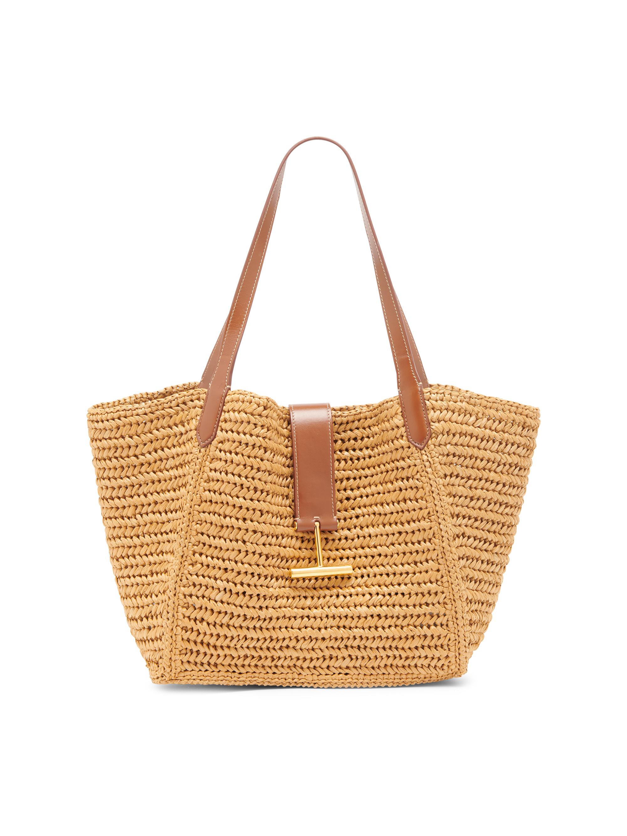 TOM FORD Women's Tara  Raffia & Leather Tote Bag - Vanilla Cuoio