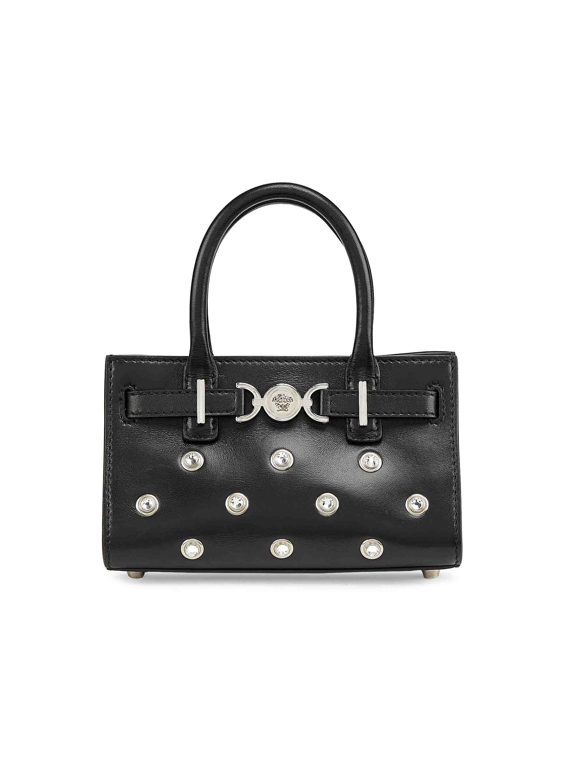 Versace Women's Mini Medusa 95 Studded Leather Tote Bag - Black Palladium