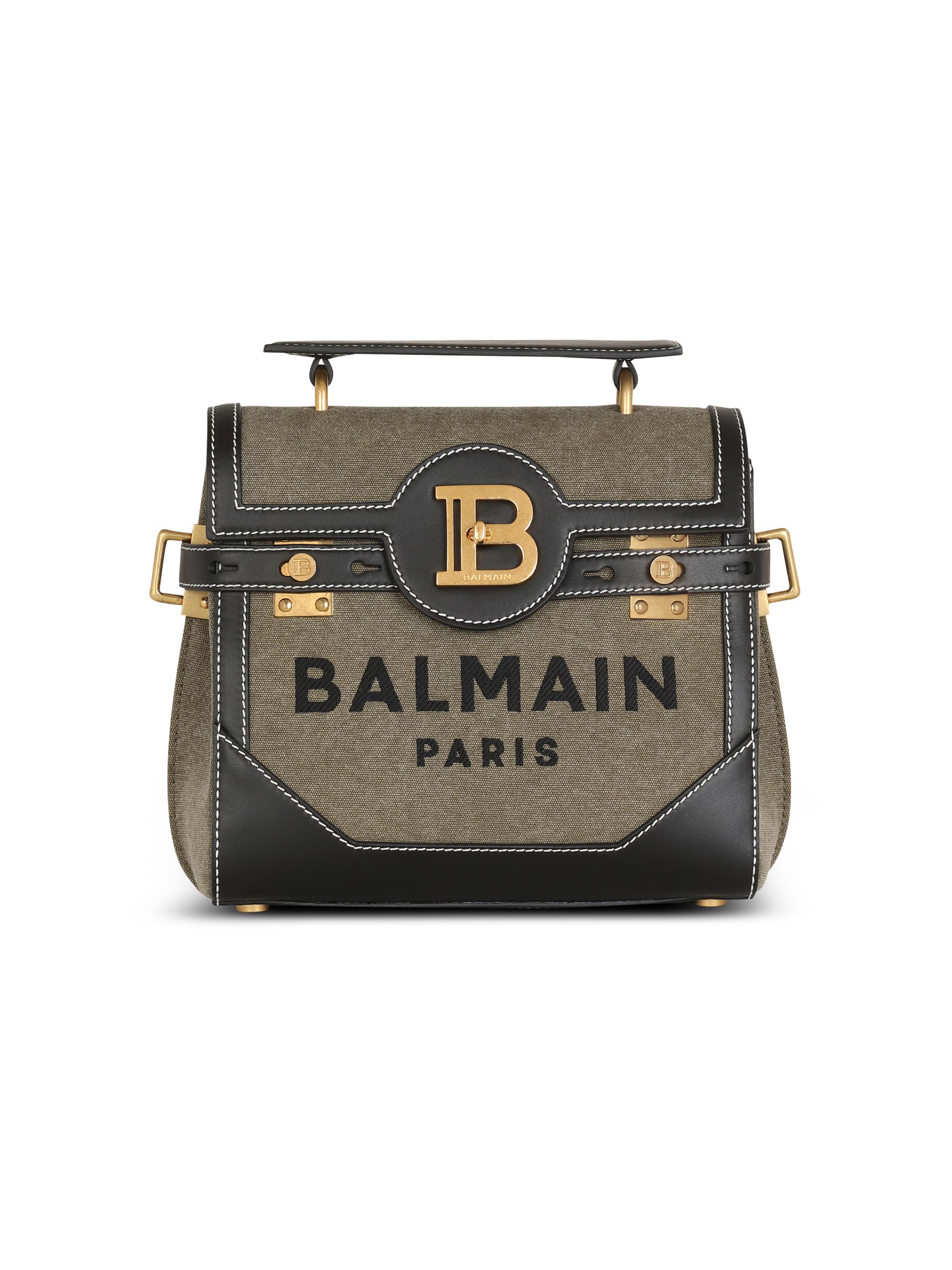 Balmain Women's B-Buzz 23 Logo Canvas & Leather Top Handle Bag - Kaki Noir