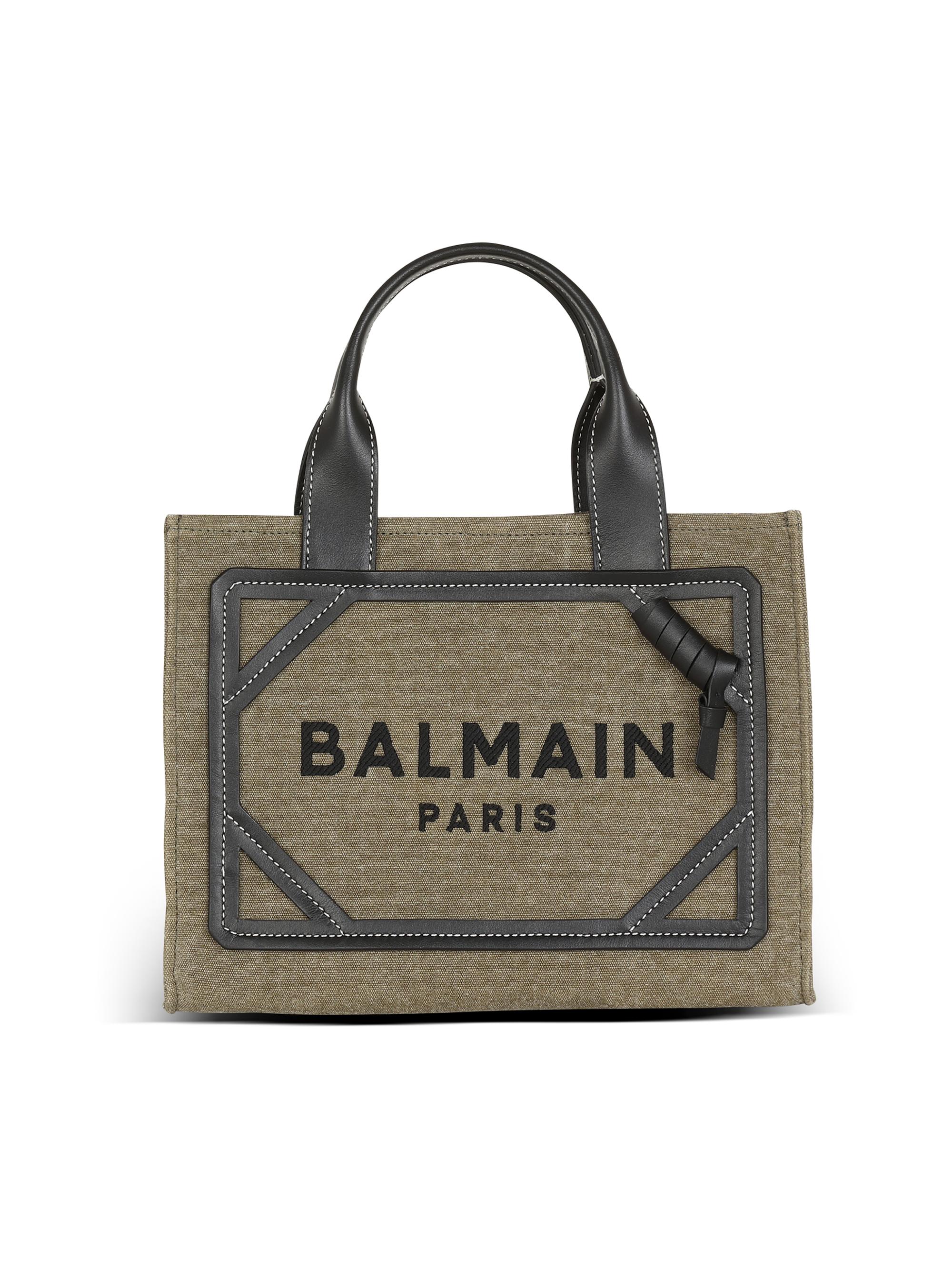Balmain Women's  B-Army Logo Canvas Shopper Tote Bag - Kaki Noir