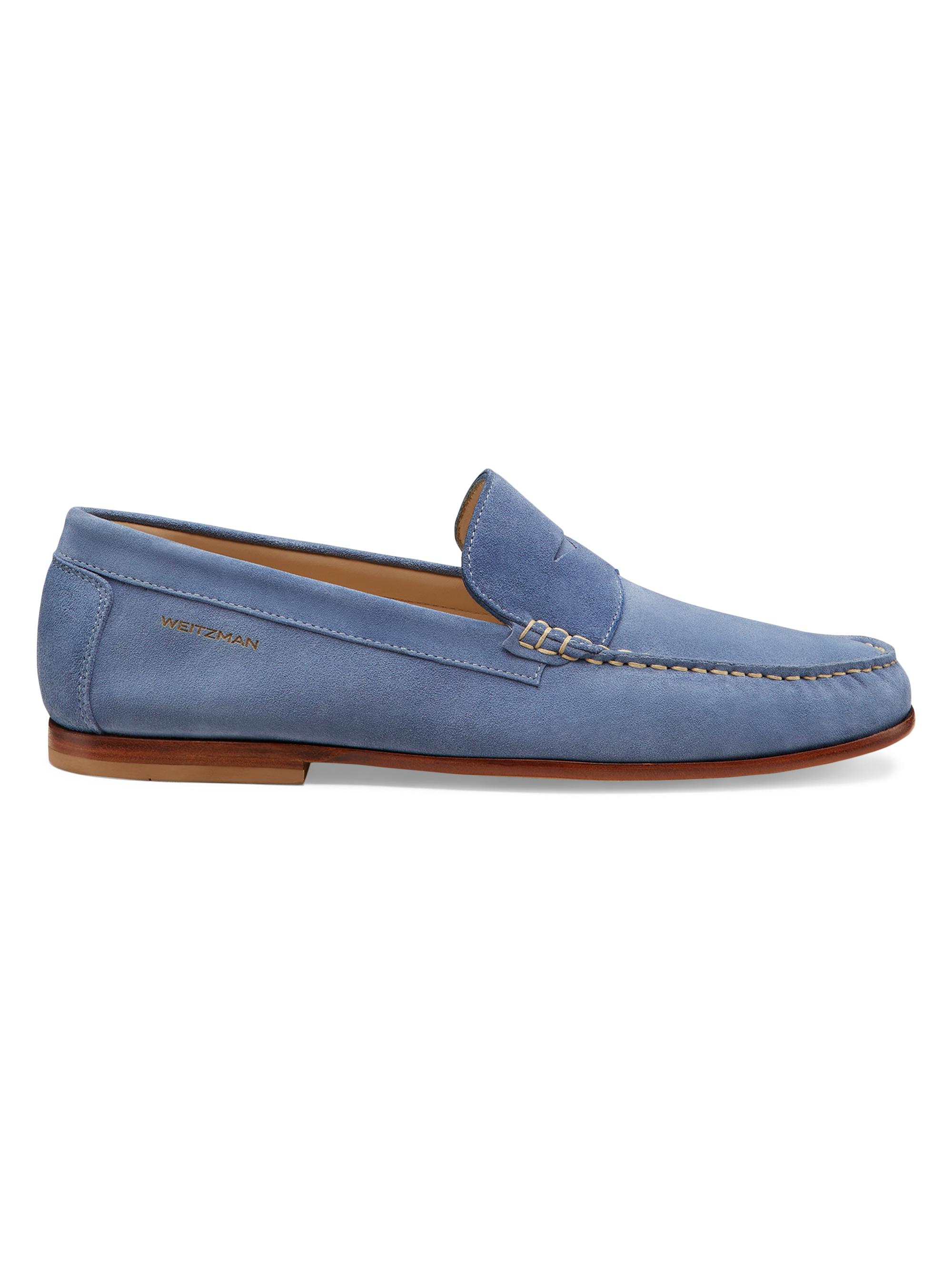 Stuart Weitzman Navy Suede Slip-On Loafers Simon Crisscross New Stuart Weitzman Simon Crisscross Suede Loafers | Saks Fifth  main image 3