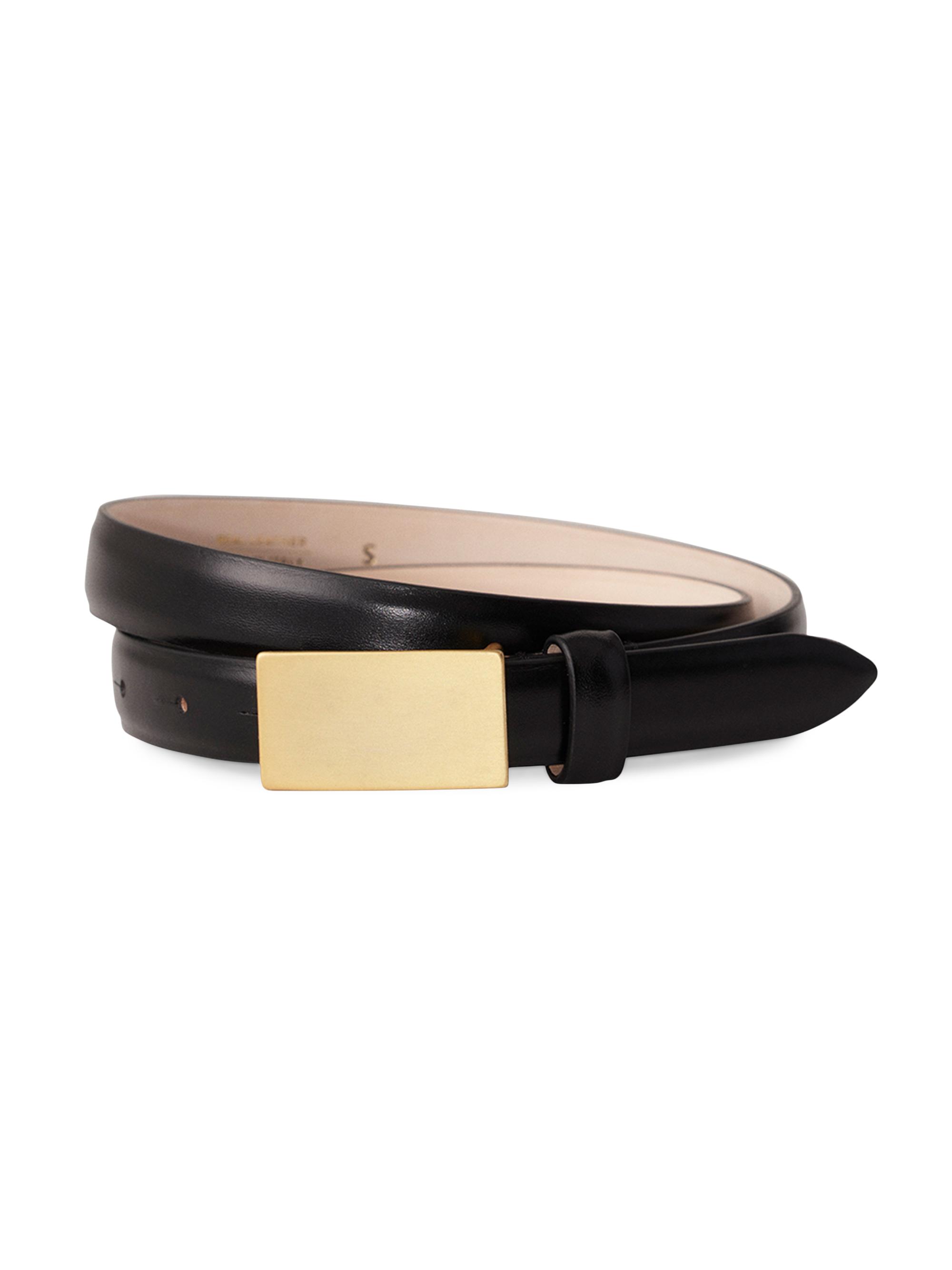 Dehanche Signet Leather Belt Black Gold Size Medium Déhanche Signet Leather Gold Belt | THAT main image 4