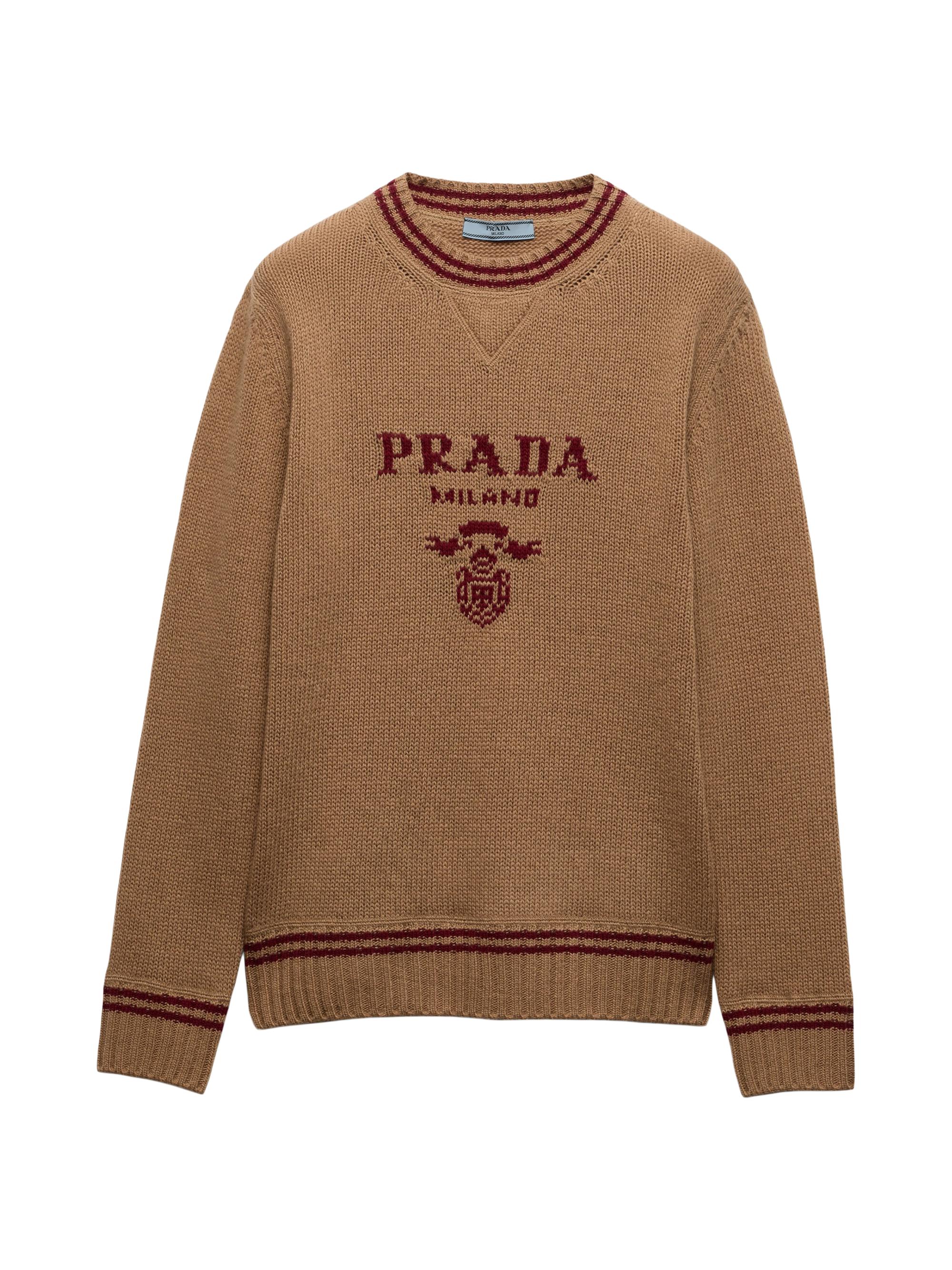 Prada Women's Wool and Cashmere Crew-Neck Sweater - Brown