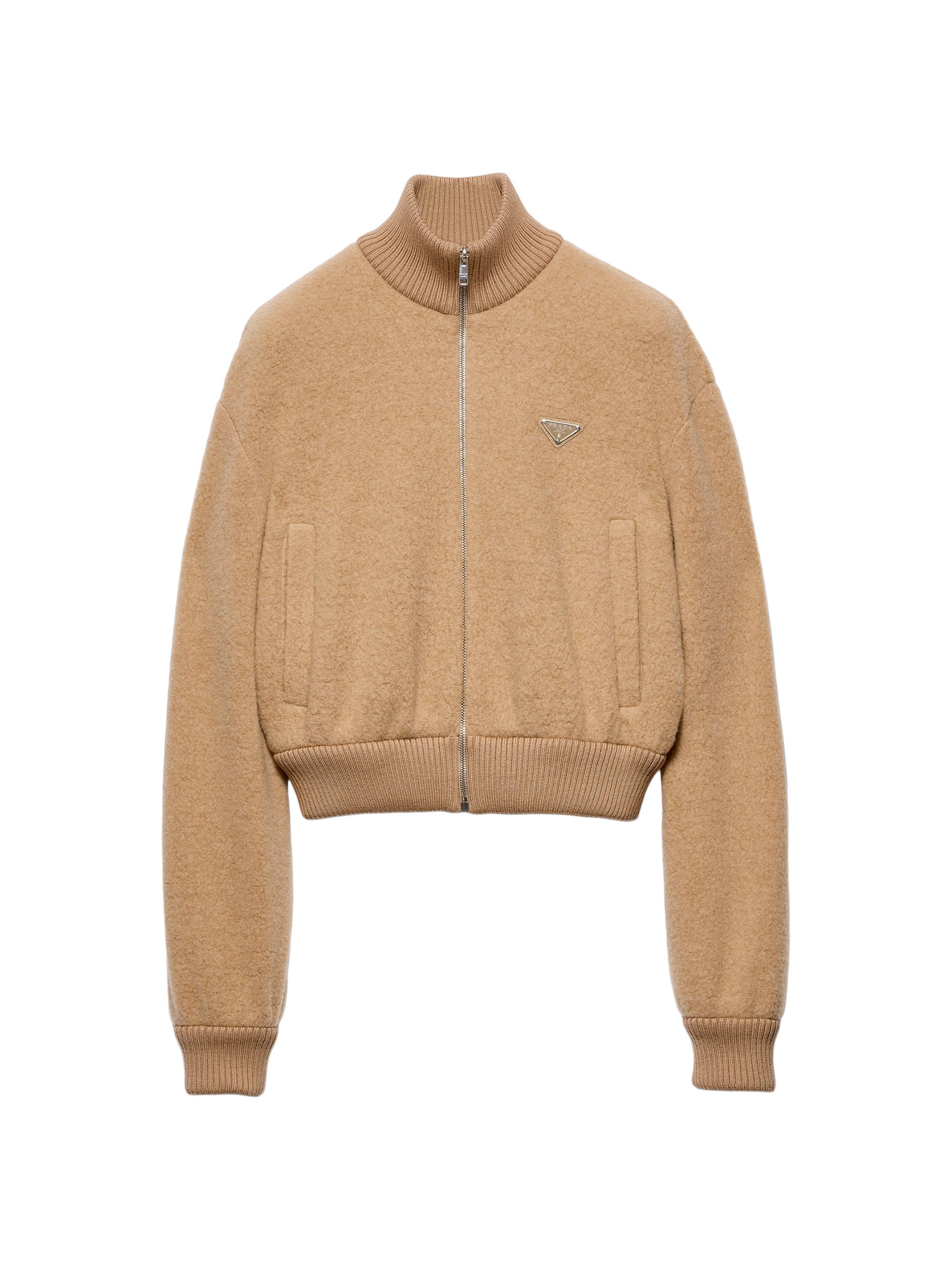 Prada | Brown | Women's Cotton Fleece Zipper Jacket - Brown_ | $2