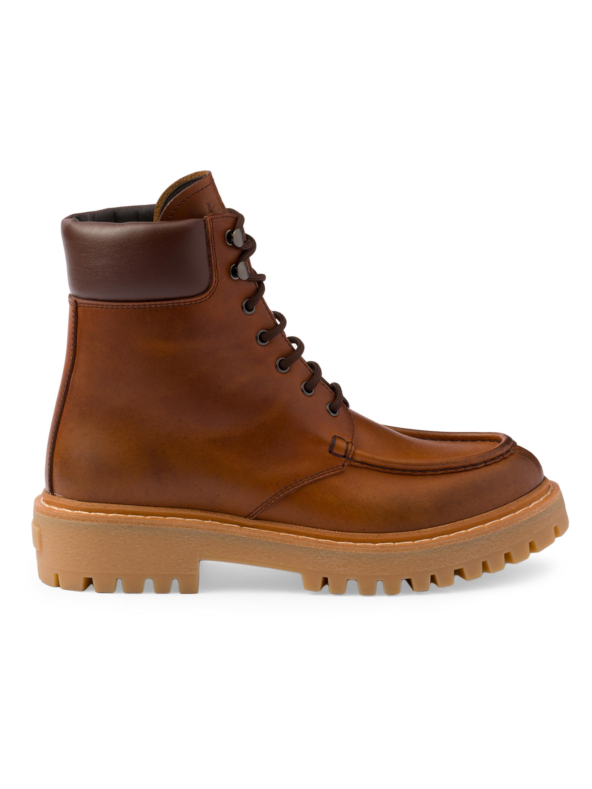 Prada Women's Leather Lace-Up Boots - Brown