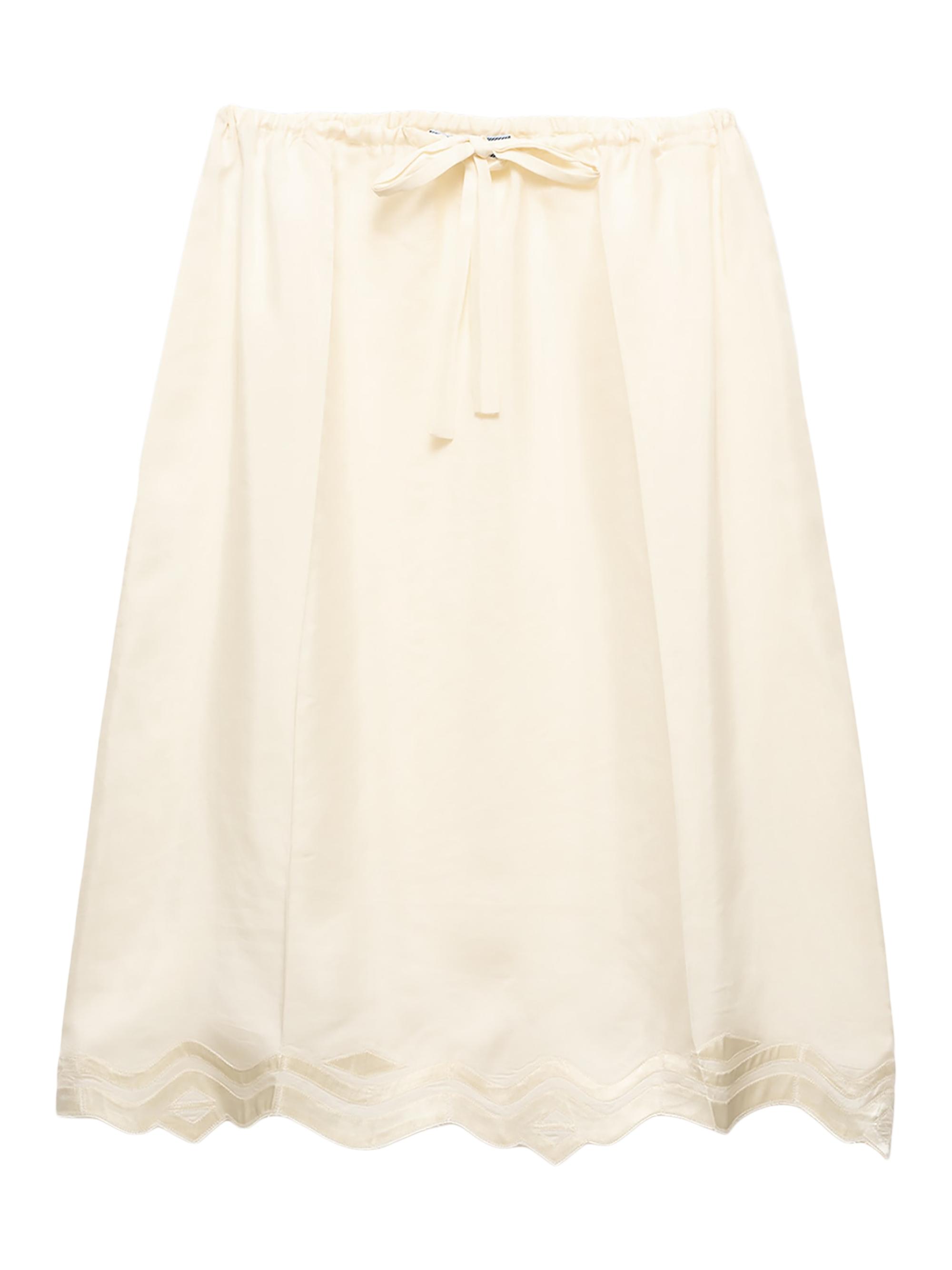 Prada Women's Embroidered Silk Habutai Skirt - Yellow