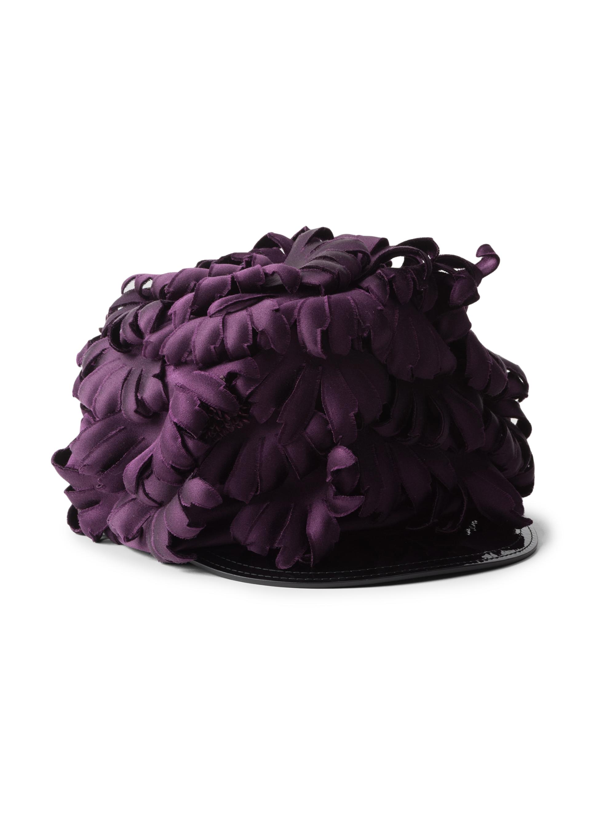 Prada Women's Satin and Patent Leather Hat - Purple