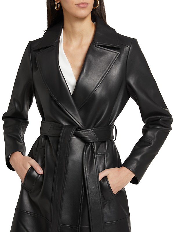 Shop If Only Studio Wrap Walker Lamb Leather Coat | Saks Shop If Only Studio Wrap Walker Lamb Leather Coat | Saks