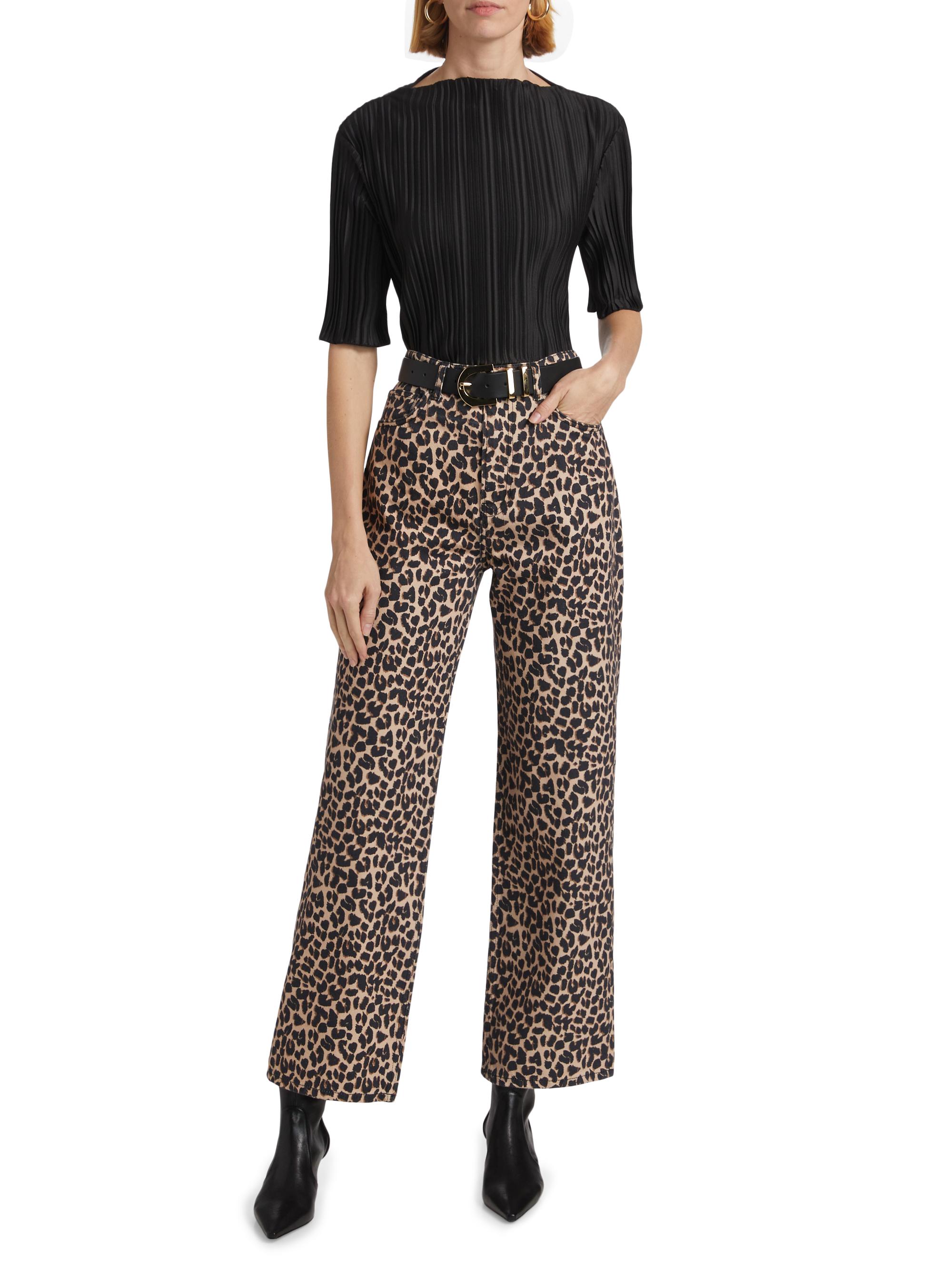 Reformation Cary Leopard High-Rise Pants | Saks Fifth Avenue
