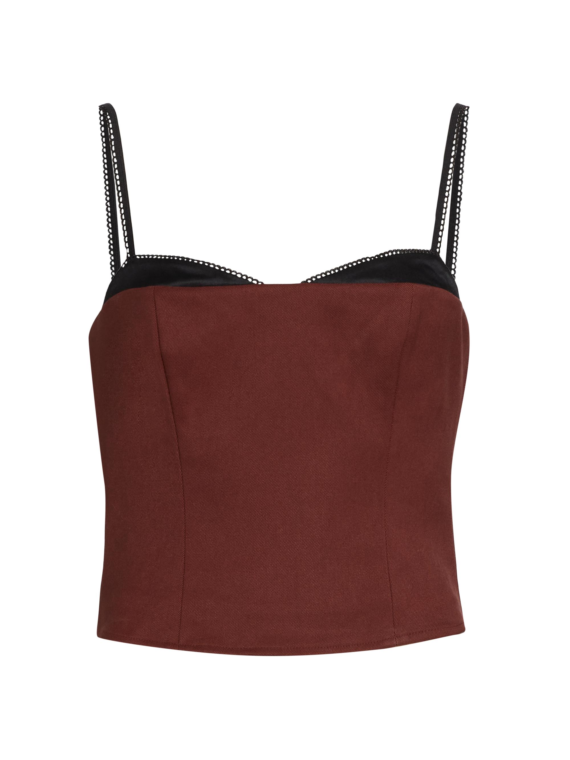 Reformation Women's Melanie Sweetheart Crop Top - Red With Black