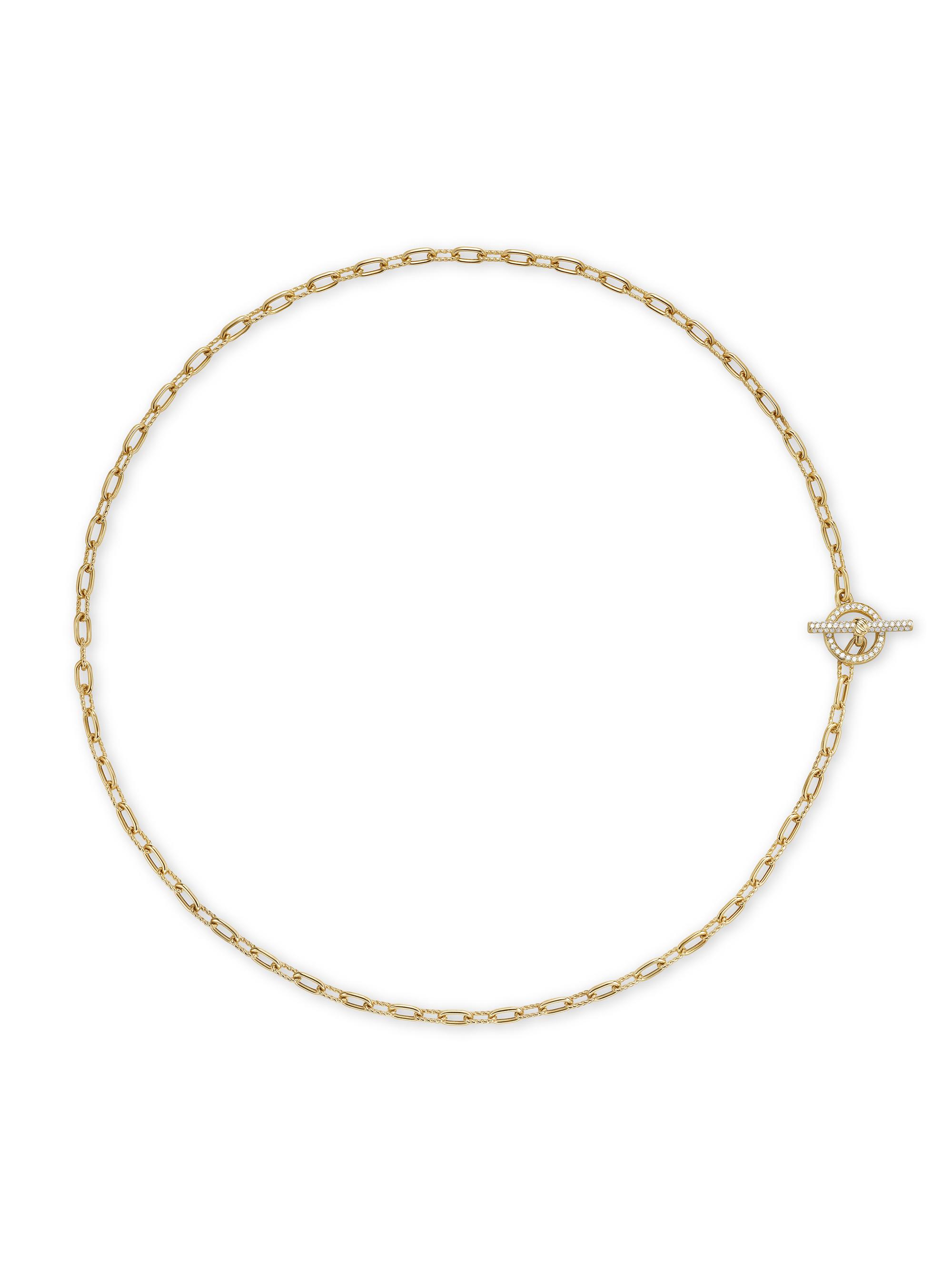 David Yurman Women's Madison Pavé Diamond Toggle Chain Necklace in 18K Yellow Gold, 3MM - Diamond