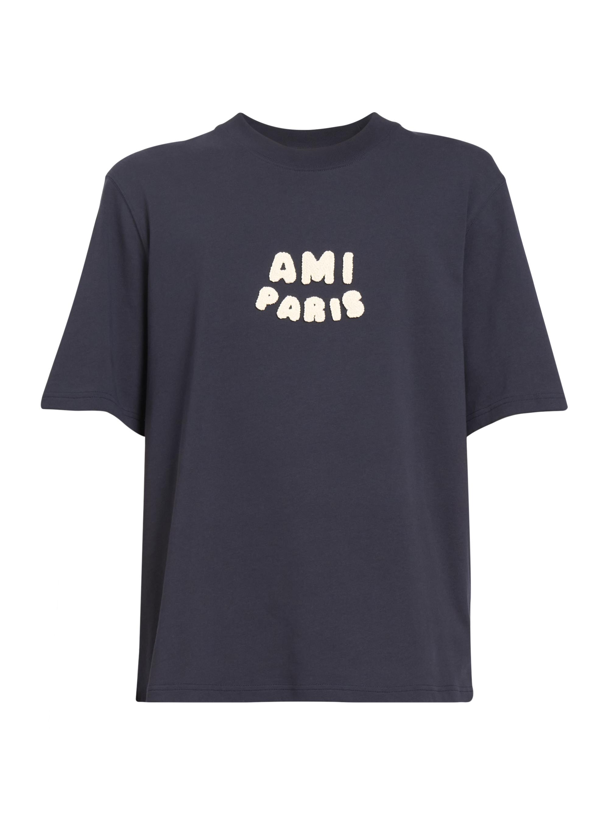 ami paris ロゴ　白シャツ ami paris ロゴ 白シャツ AMI Paris logo-embroidered Poplin