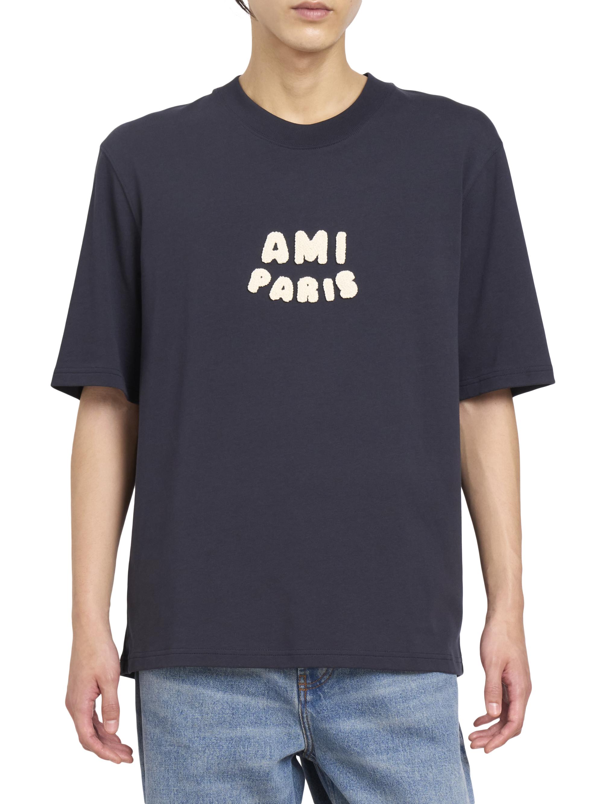 AMI Paris Logo Cotton Crewneck T-Shirt | Saks Fifth Avenue