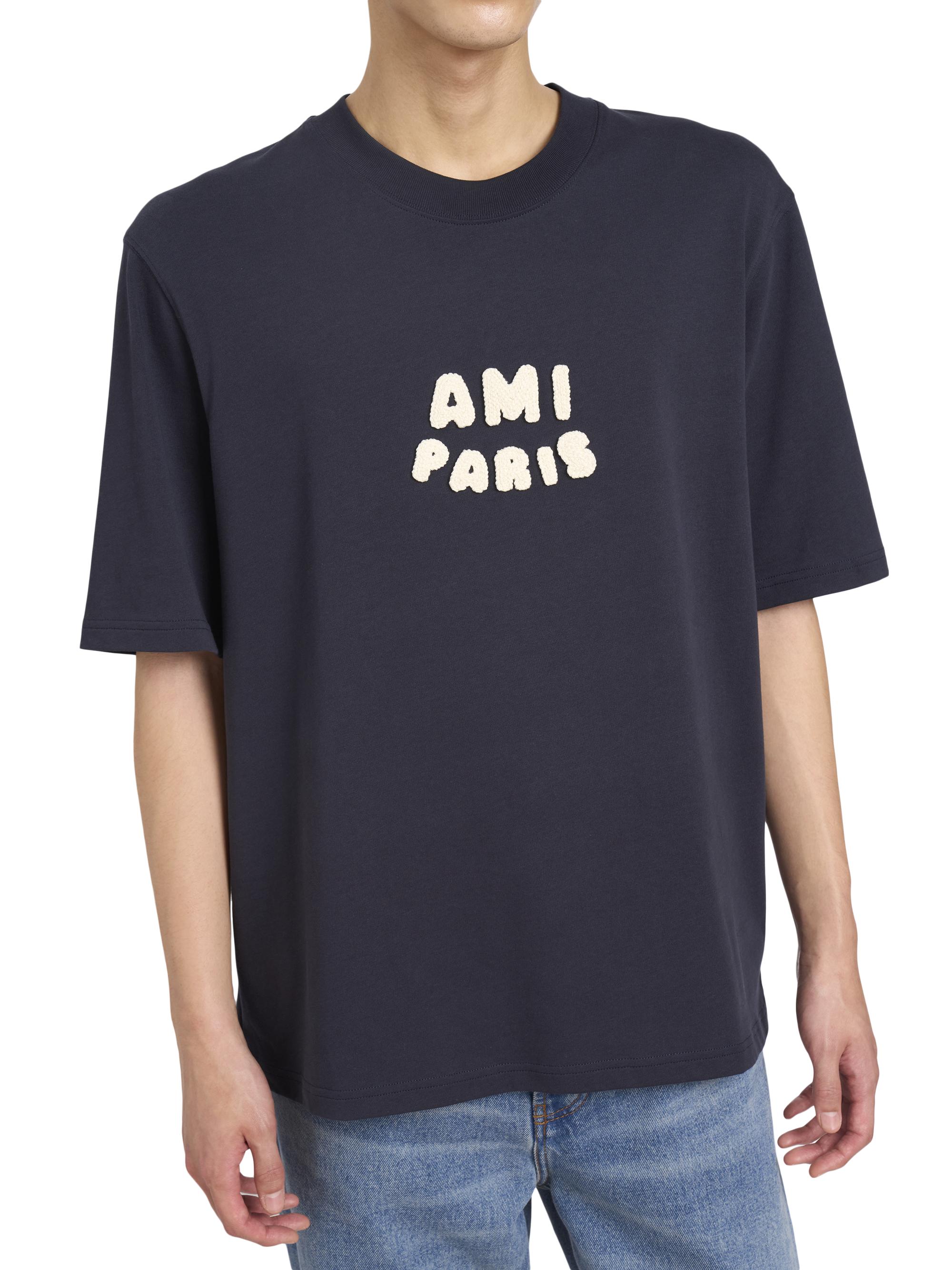 ami paris Tシャツ Mサイズ 紺色 Ami De Cœur cotton jersey T-shirt in blue - Ami Paris | Mytheresa