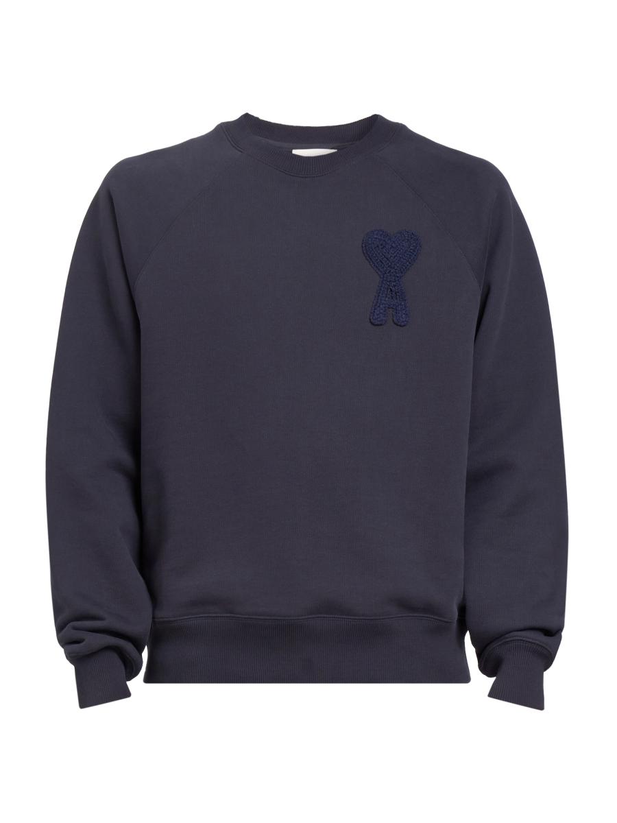 AMI Paris Logo Cotton-Blend Crewneck Sweatshirt | Saks Fifth Avenue