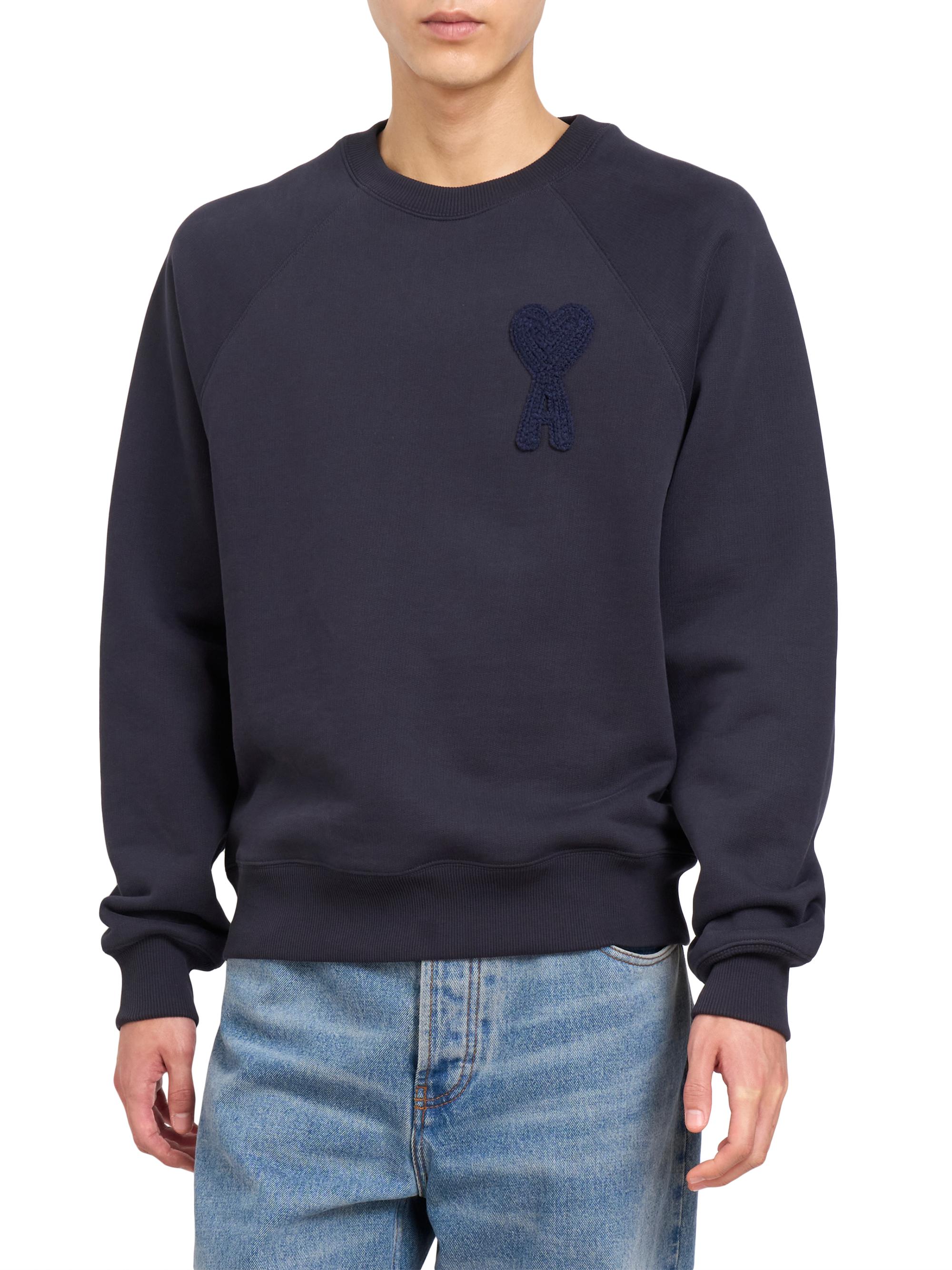 AMI Paris Logo Cotton-Blend Crewneck Sweatshirt | Saks Fifth Avenue