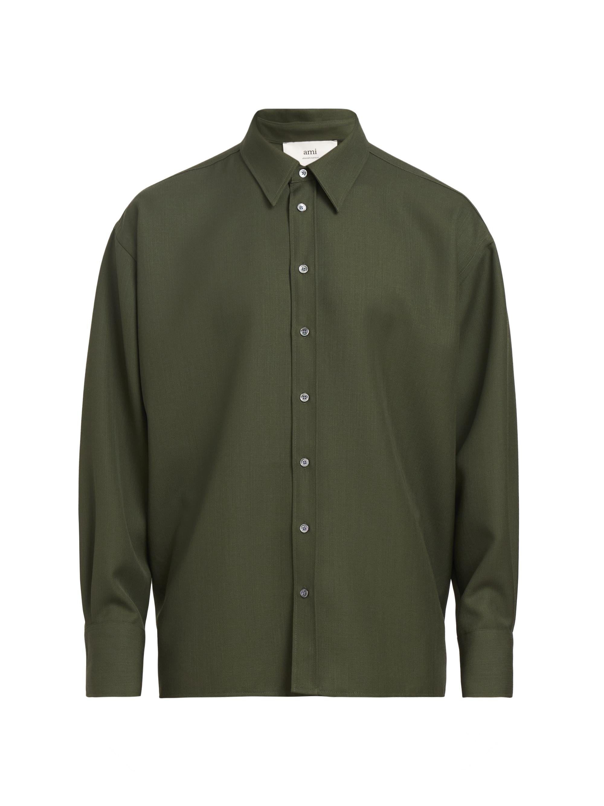 AMI Paris Men's Cotton Slit Shirt - Loden