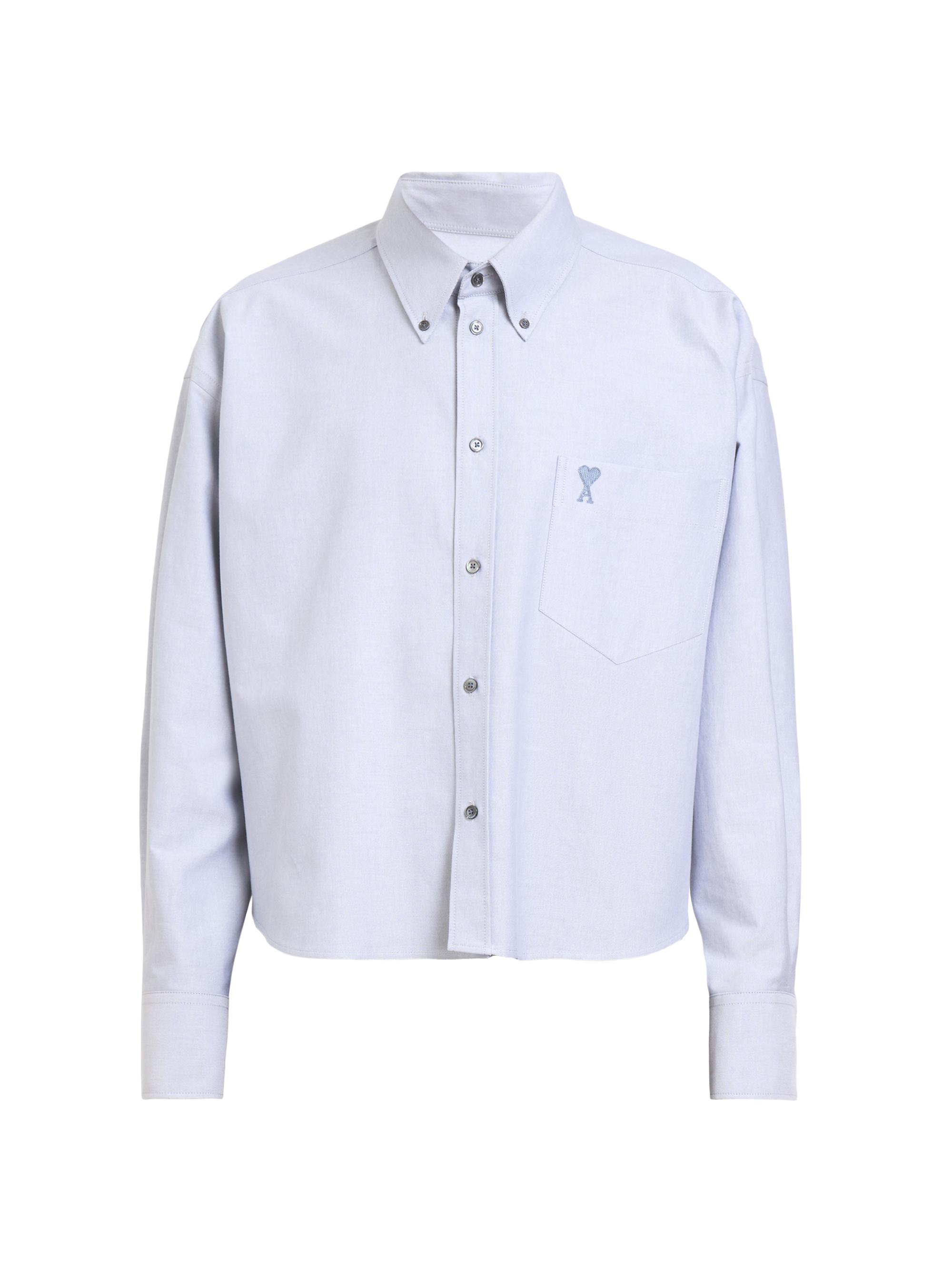 AMI Paris Men's Logo Cotton Crop Shirt - Blue Note