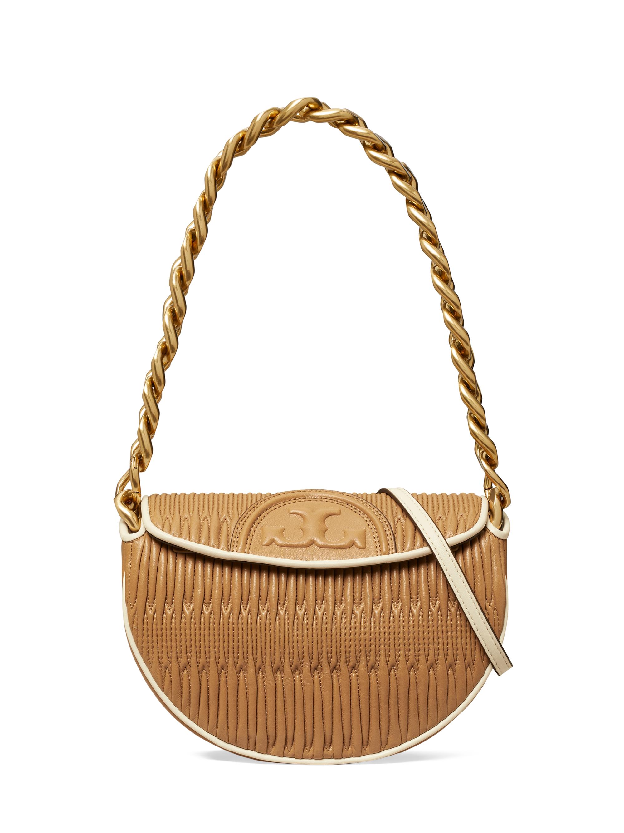 Tory Burch Women's Mini Fleming Soft Pleated Leather Bag - Dusty Almond