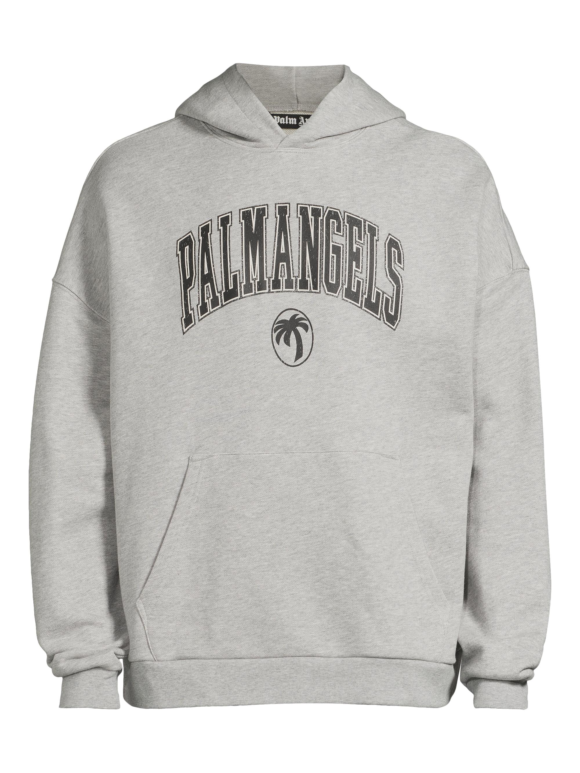 Palm Angels Men's College Palm Cotton Hoodie - Grey Melange Black
