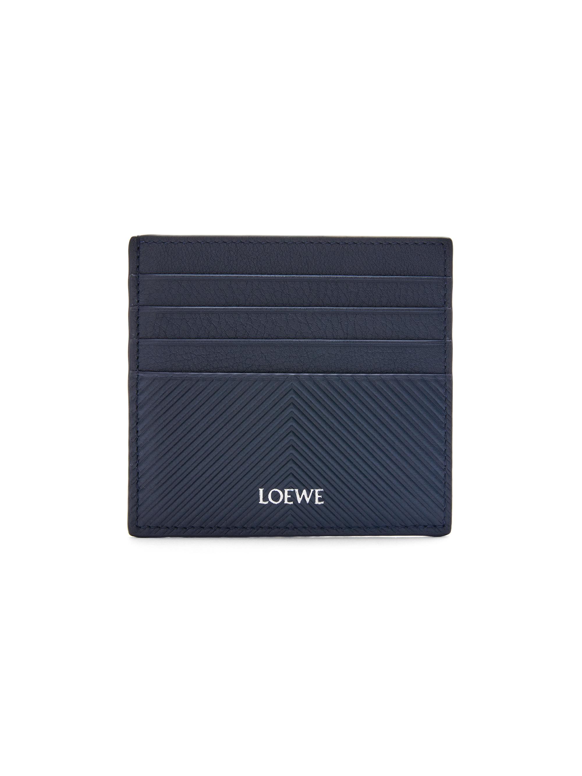 LOEWE Men's Open Leather Card Case - Deep Navy