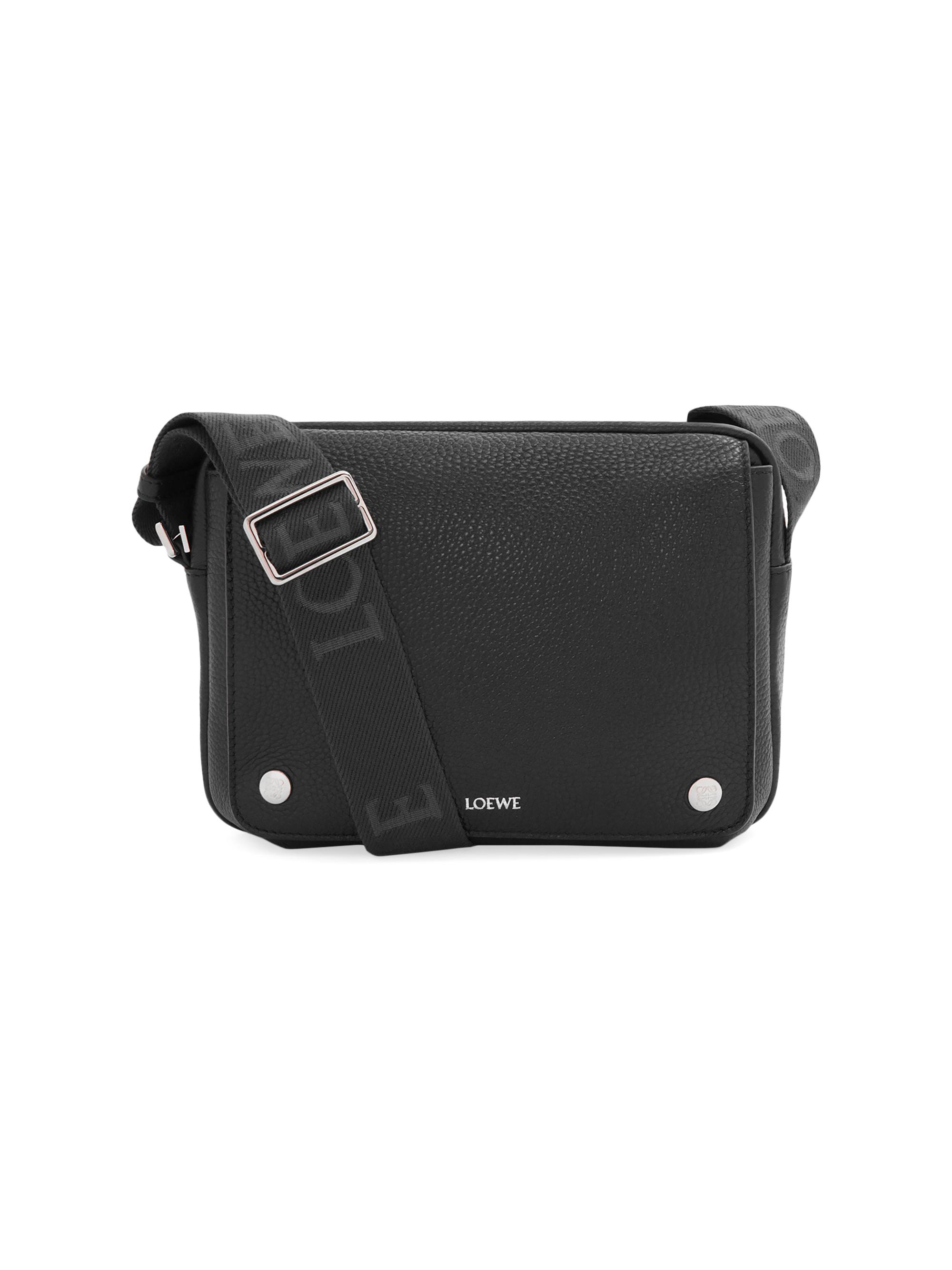 LOEWE Men's Pebble Leather Messenger Bag - Black