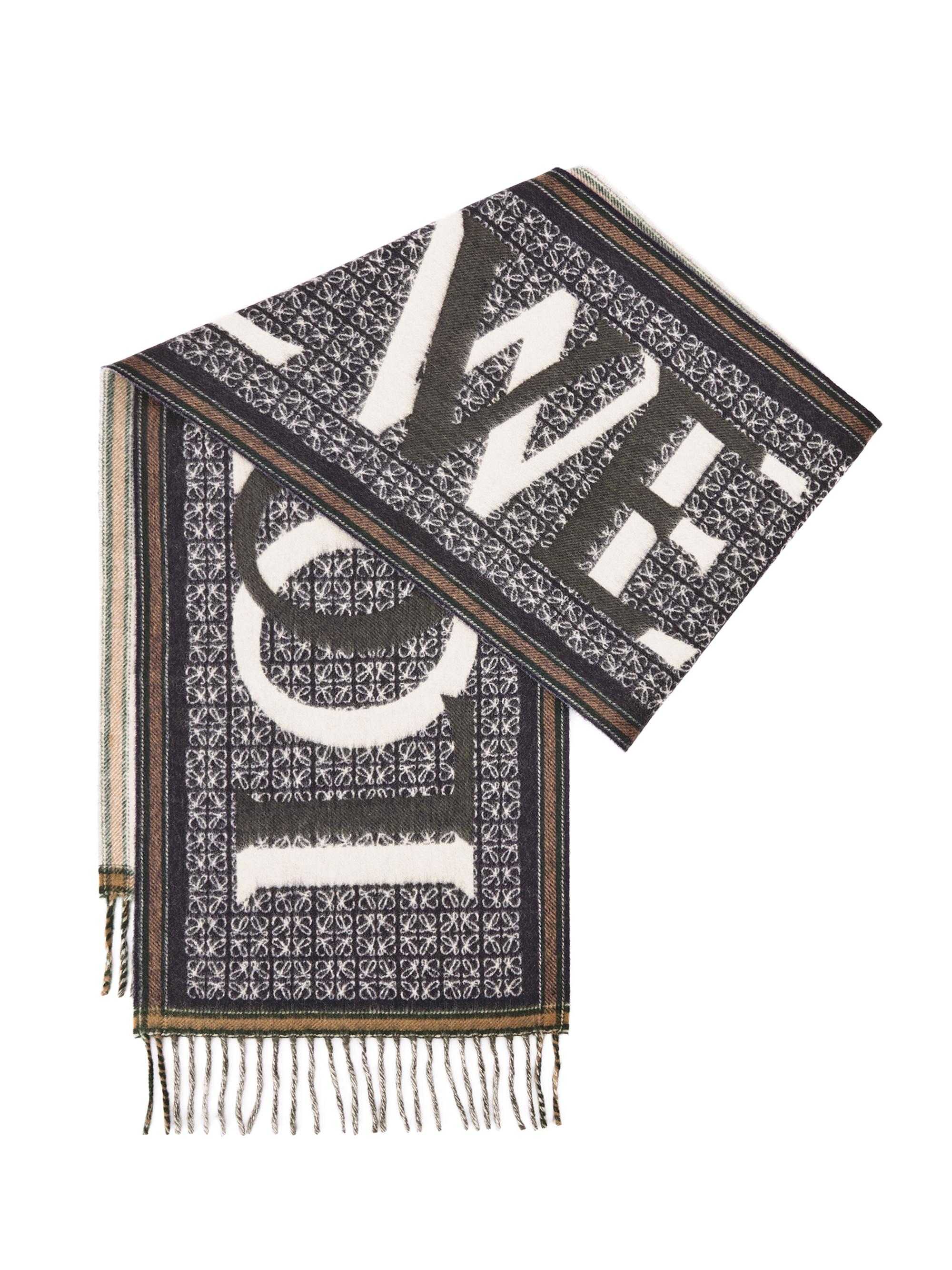 LOEWE Men's Loewe Love Wool-Cashmere Scarf - Navy Blue